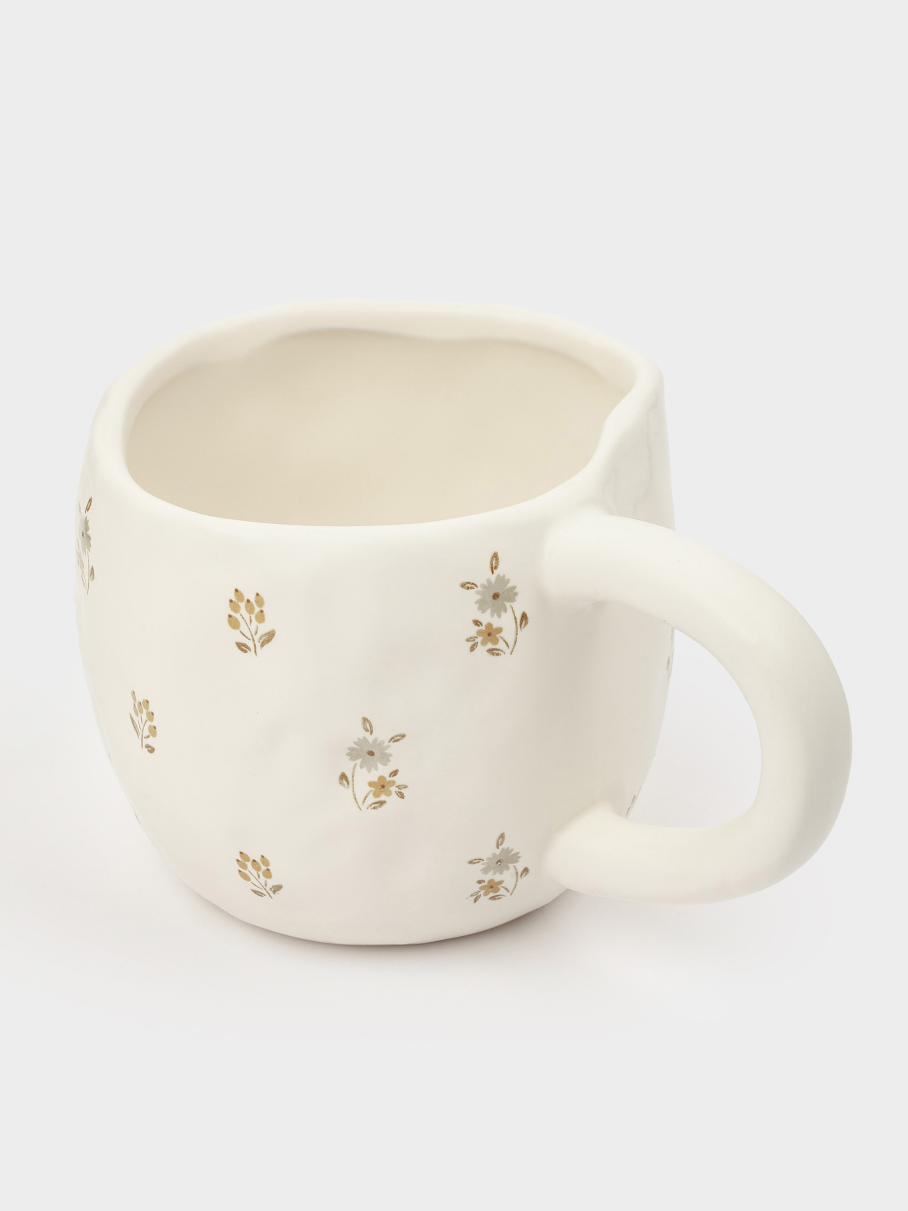 Mug, 440 ml, ceramic, milky, Vintage flowers, La flore, image-3