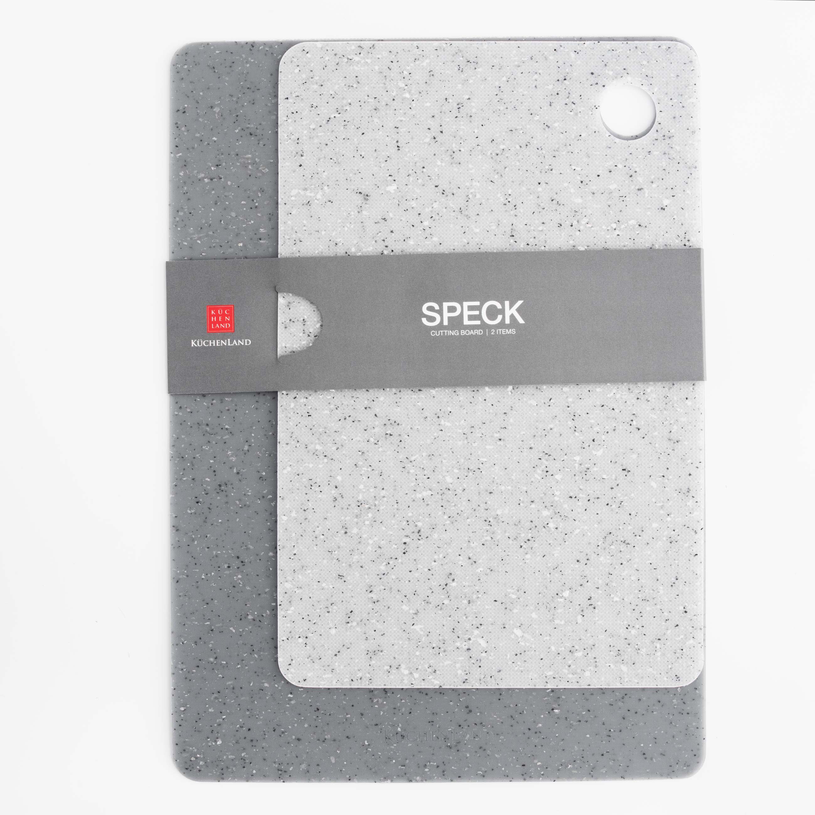 Cutting board, 19/24 cm, 2 pcs, plastic, rectangular, gray, speckled, Speck, image-4