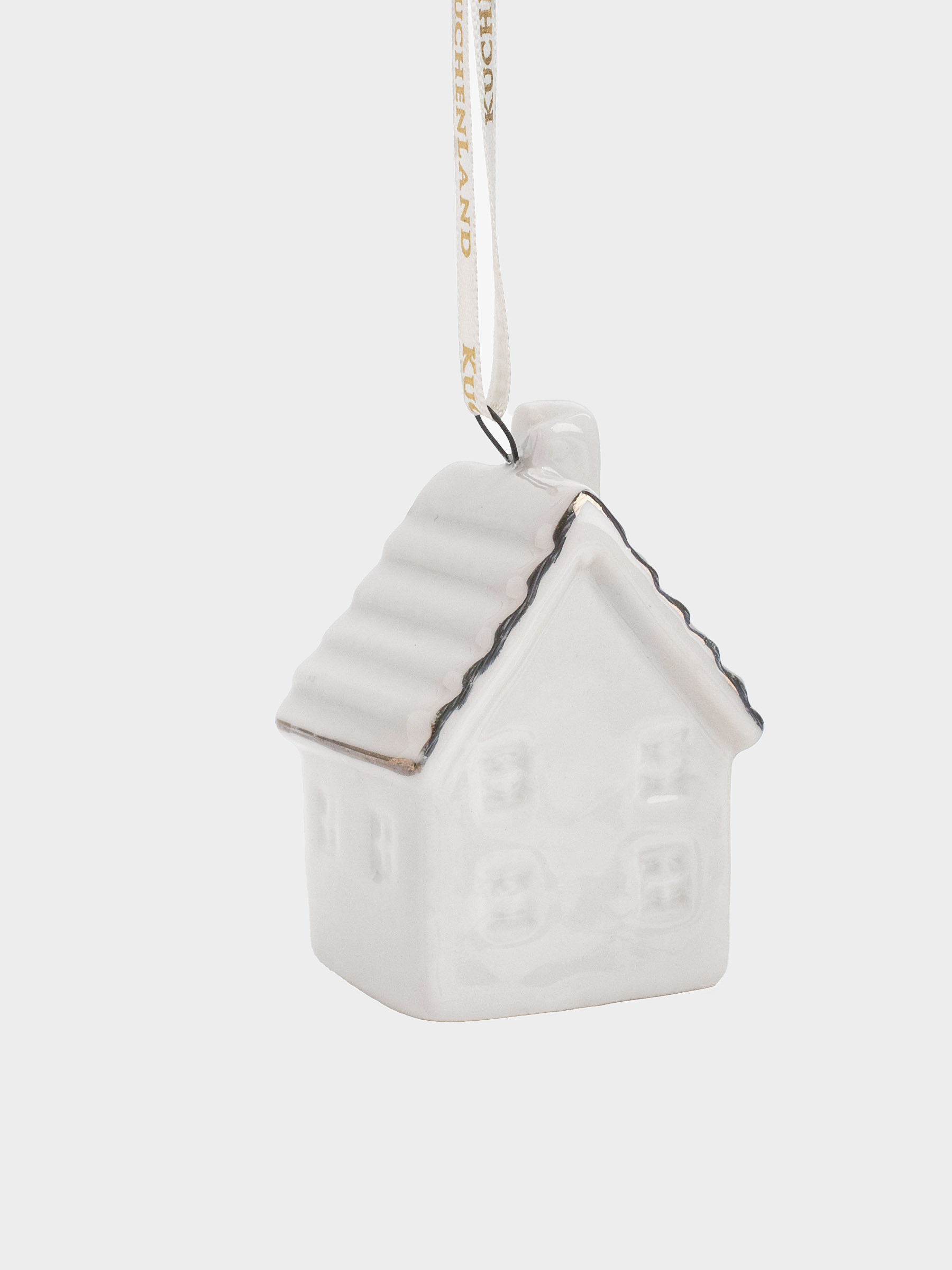 Christmas tree toy, 6 cm, porcelain P, white and gold, House, Figure christmas, image-3
