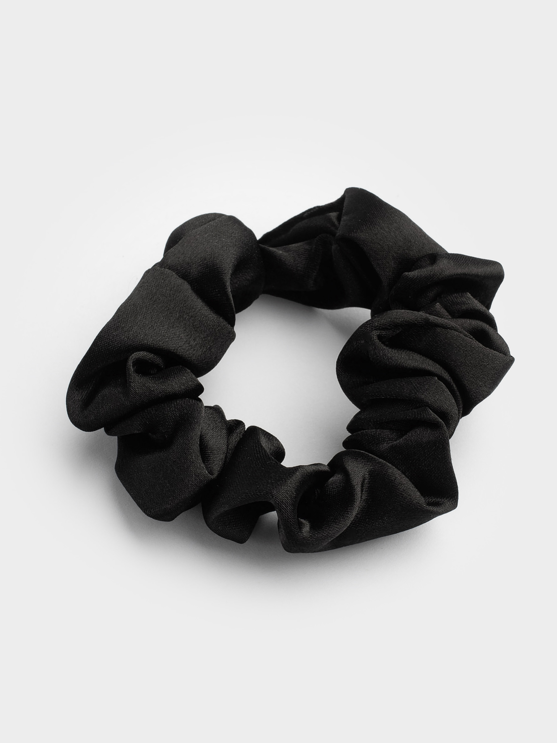 Elastic band for hair, 6 cm, satin, black, Silk, image-1