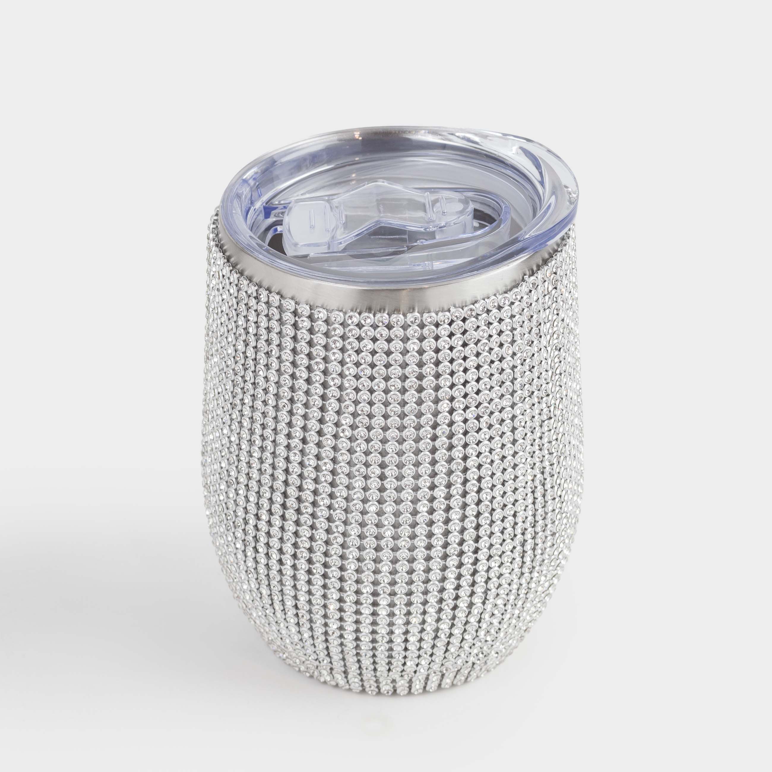 Thermo mug, 350 ml, steel / rhinestones, gold, Crystal decor