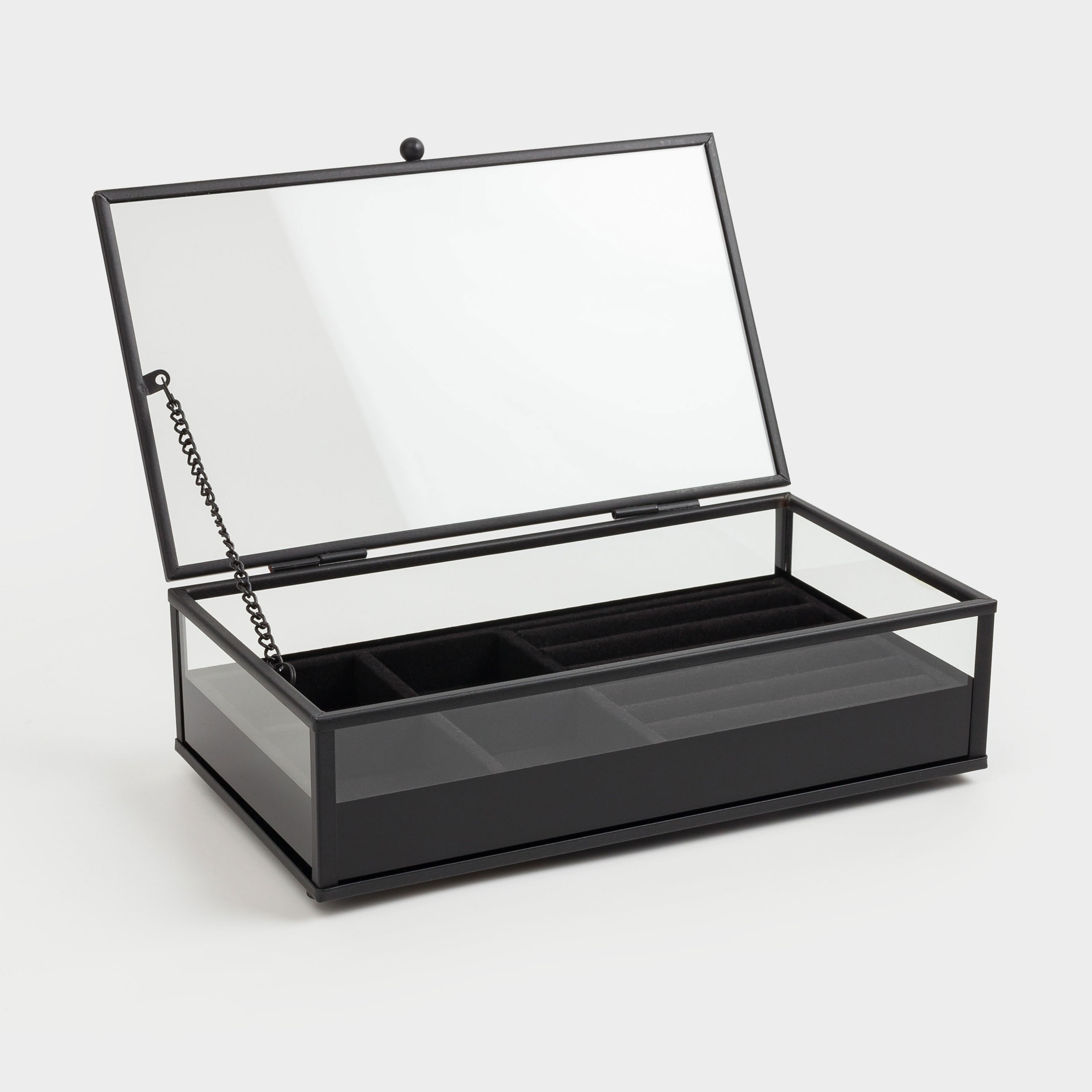 Jewelry box, 21x13 cm, glass / metal, black, Collection, image-1