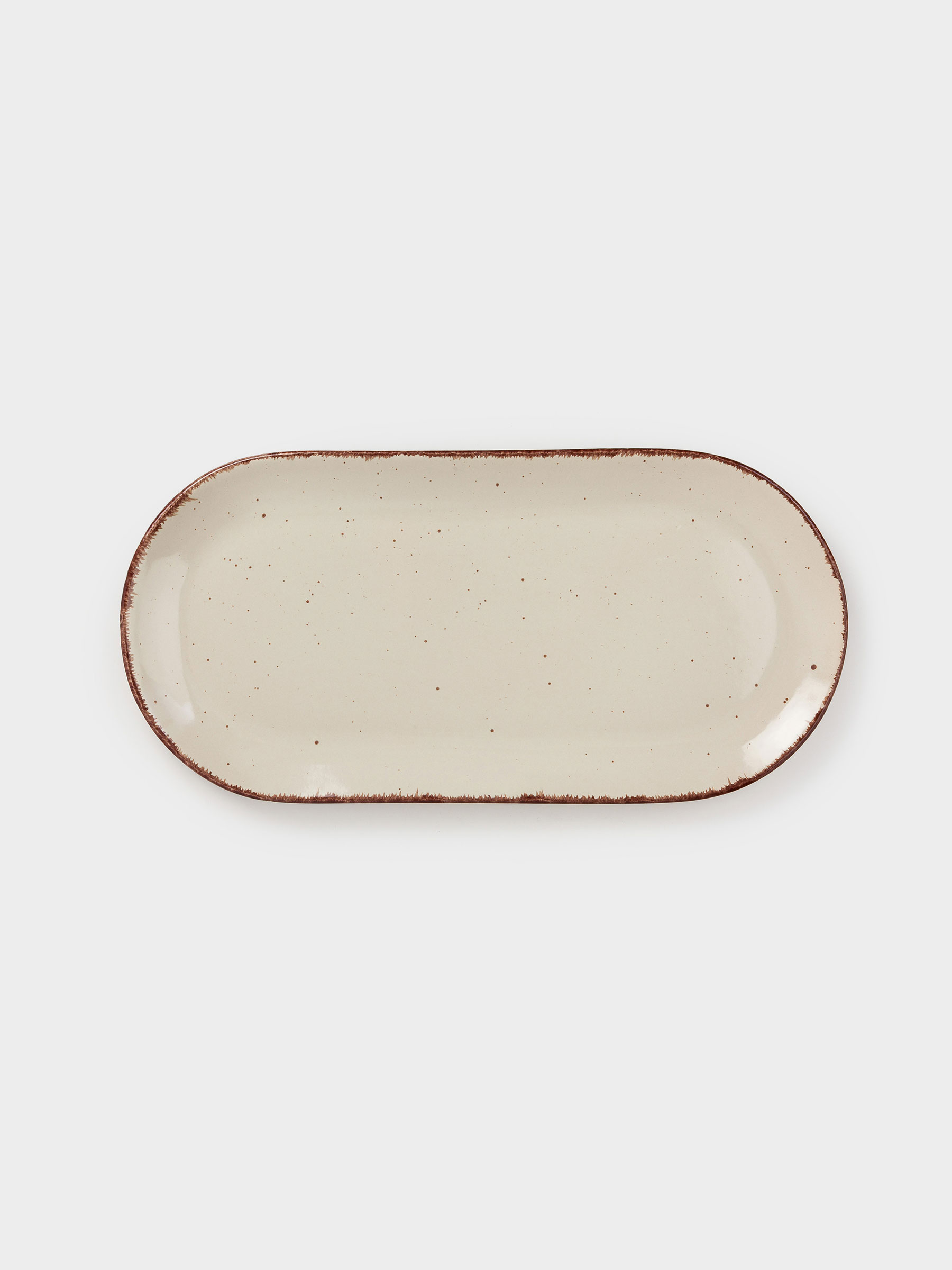 Dish, 25x13 cm, ceramic, oval, beige, Speckled, Speckled, image-1