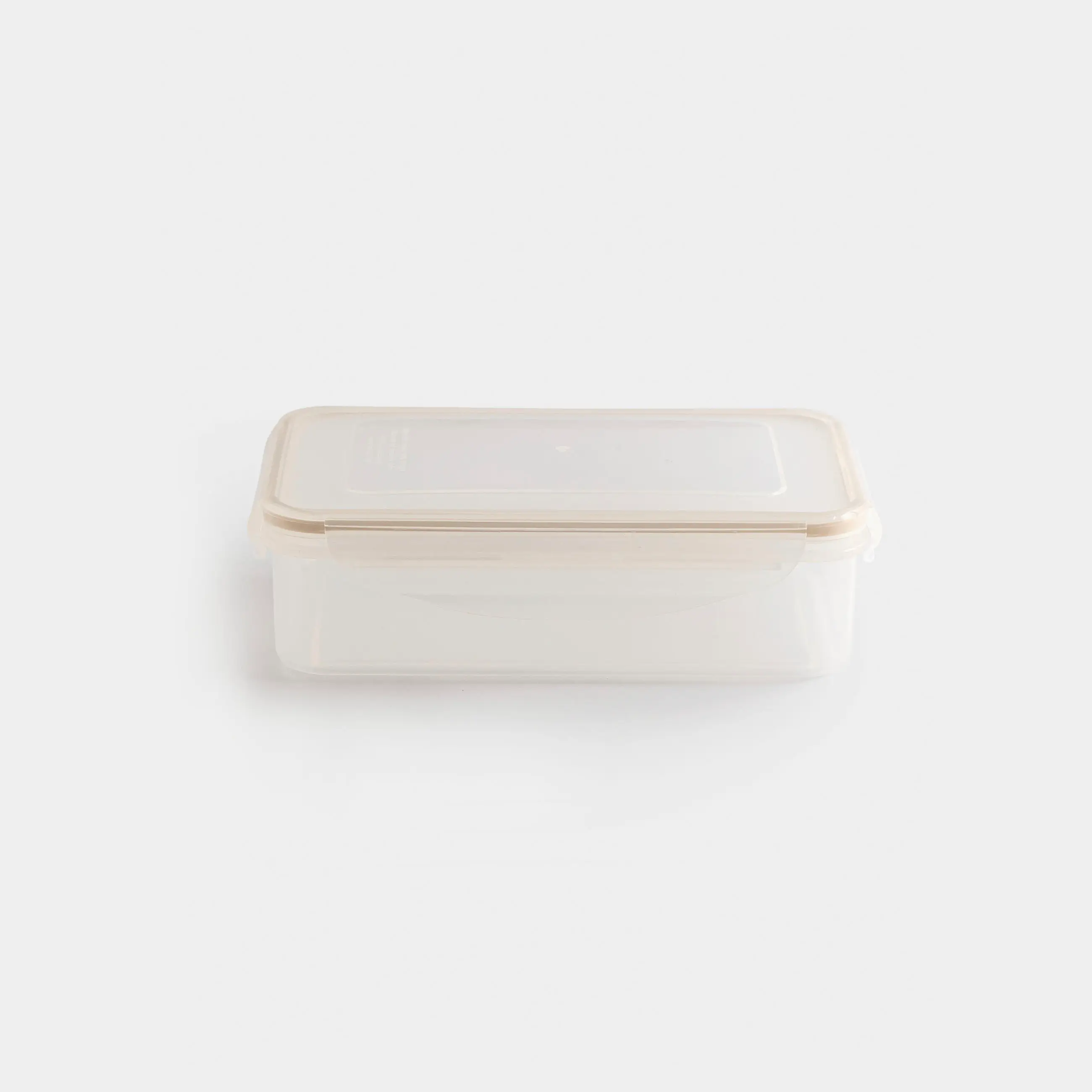 Container, 800 ml, with clips, plastic / silicone, rectangular, beige, Roomy clip