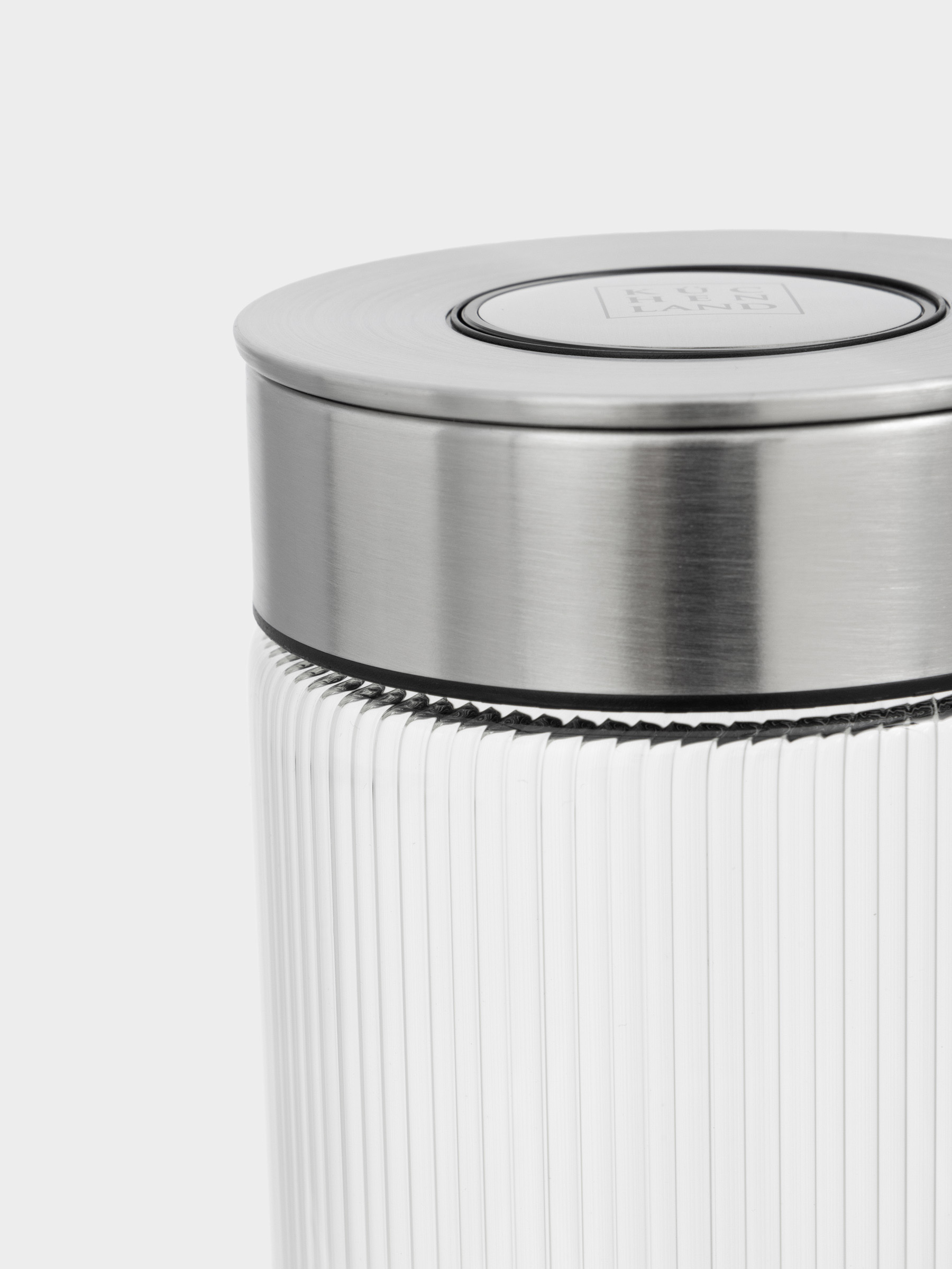 Bulk products jar, 700 ml, with vacuum lid, glass B, Ribby steel, image-2