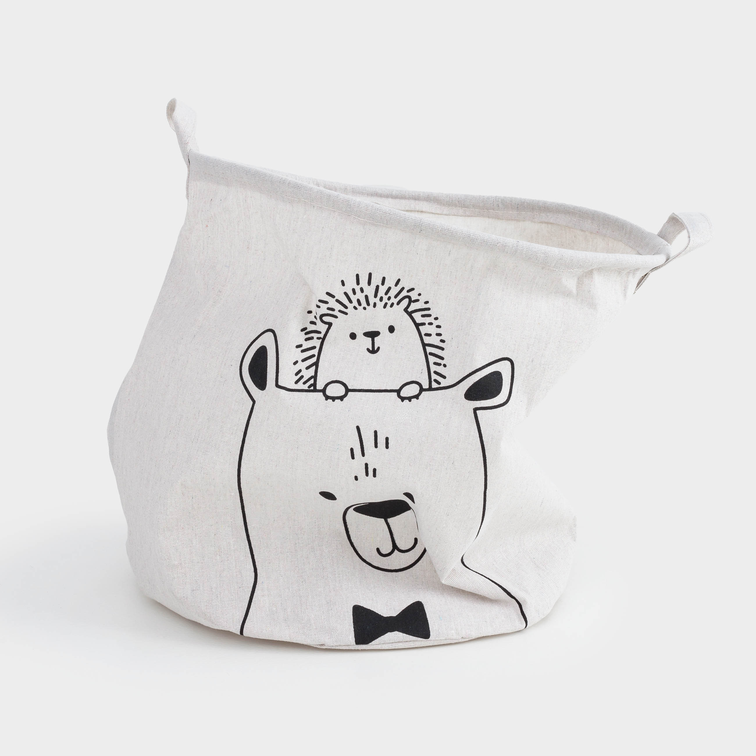 Storage bag, 35x40 cm, with handles, cotton/polyester, round, Milky, Bear and hedgehog, Funny world, image-4