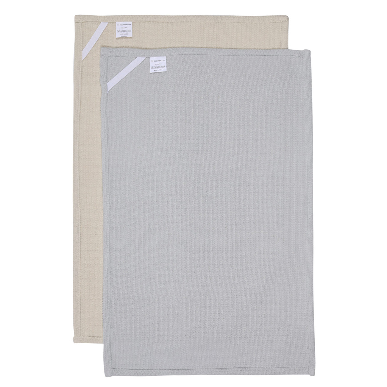 Kitchen towel, 2 pcs, 40x60 cm, cotton, gray / brown, Waffle