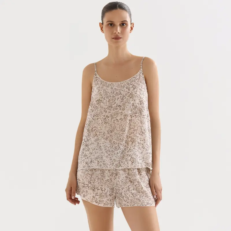 Women's top, homewear, size L, straps, viscose / nylon, milky, Dots, Odelia ,image-0