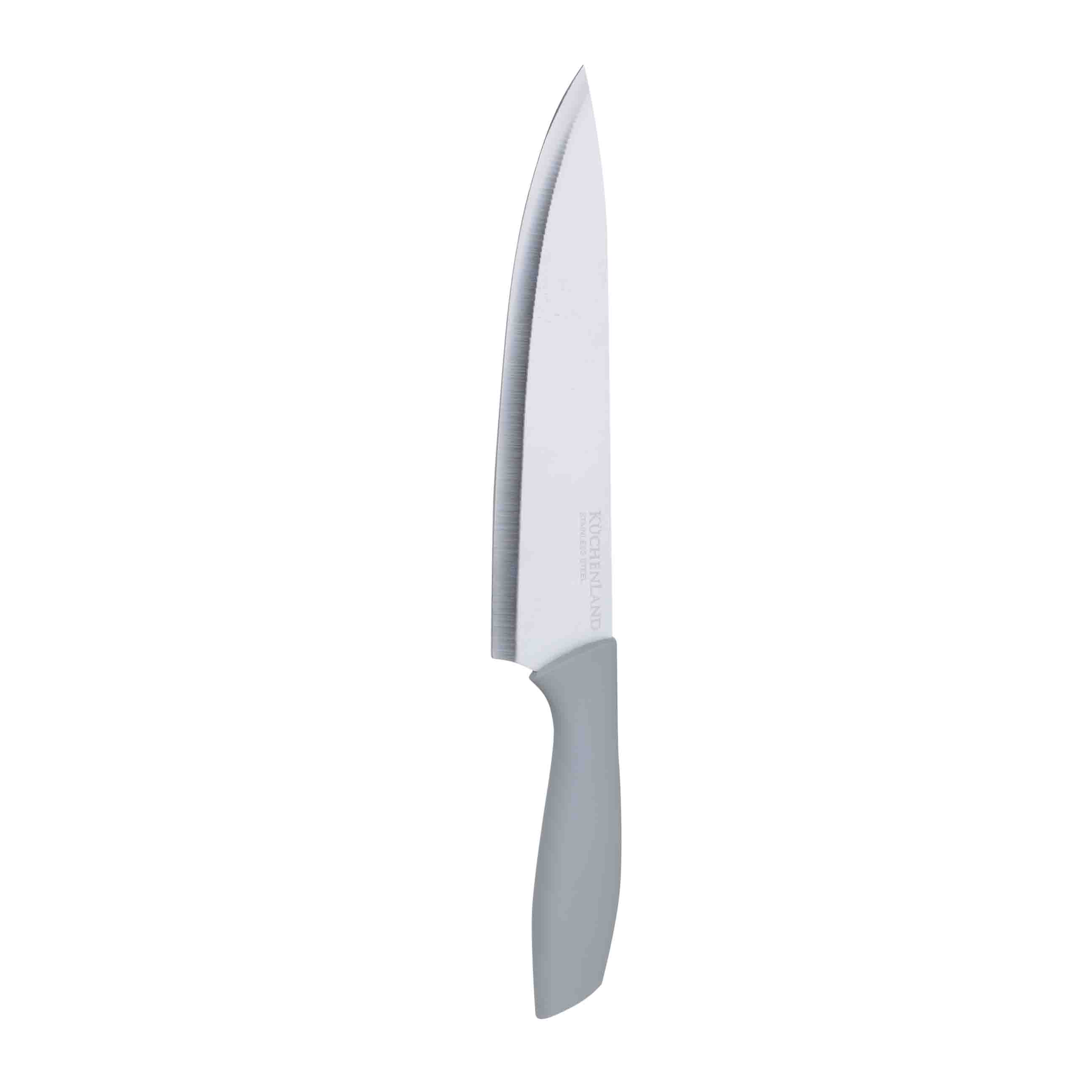 Knife set, 5 pr, in stand, steel / plastic, grey, Grey steel
