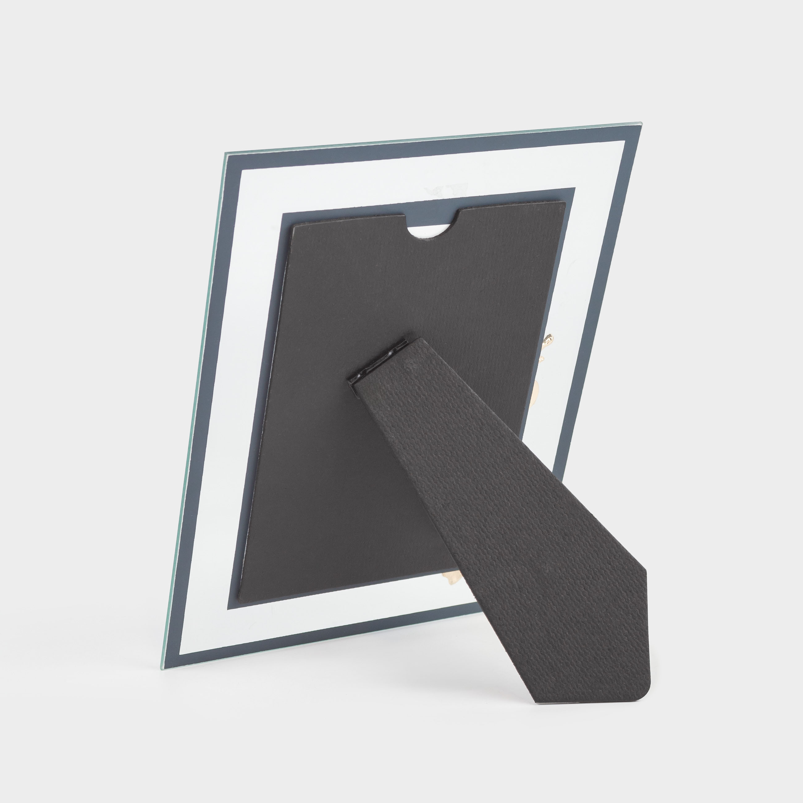 Photo frame, 22x17 cm, metal / glass, black and gold, Flower, Gallery