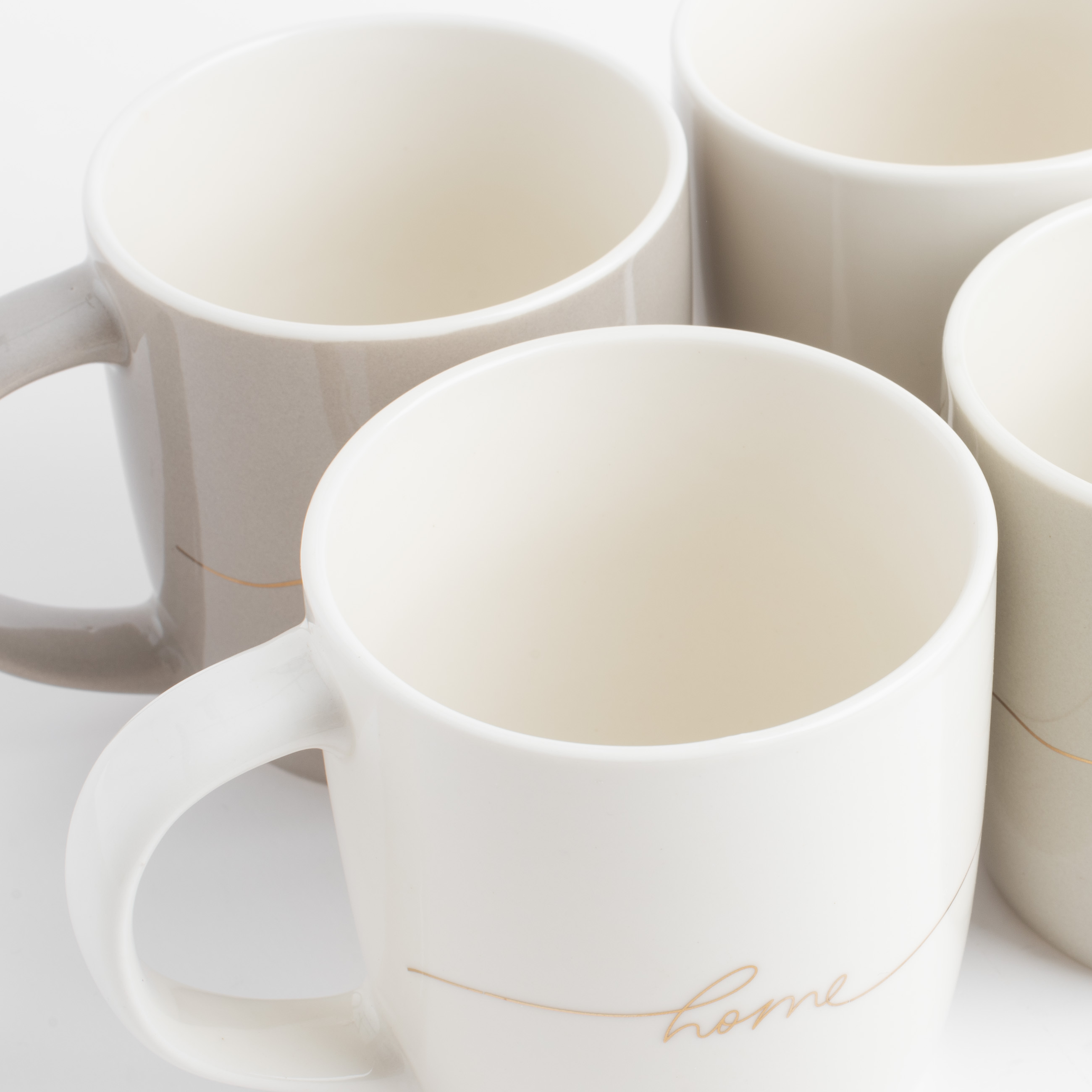 Mug, 330 ml, 4 pcs, porcelain N, beige/gray, Mix, Scroll