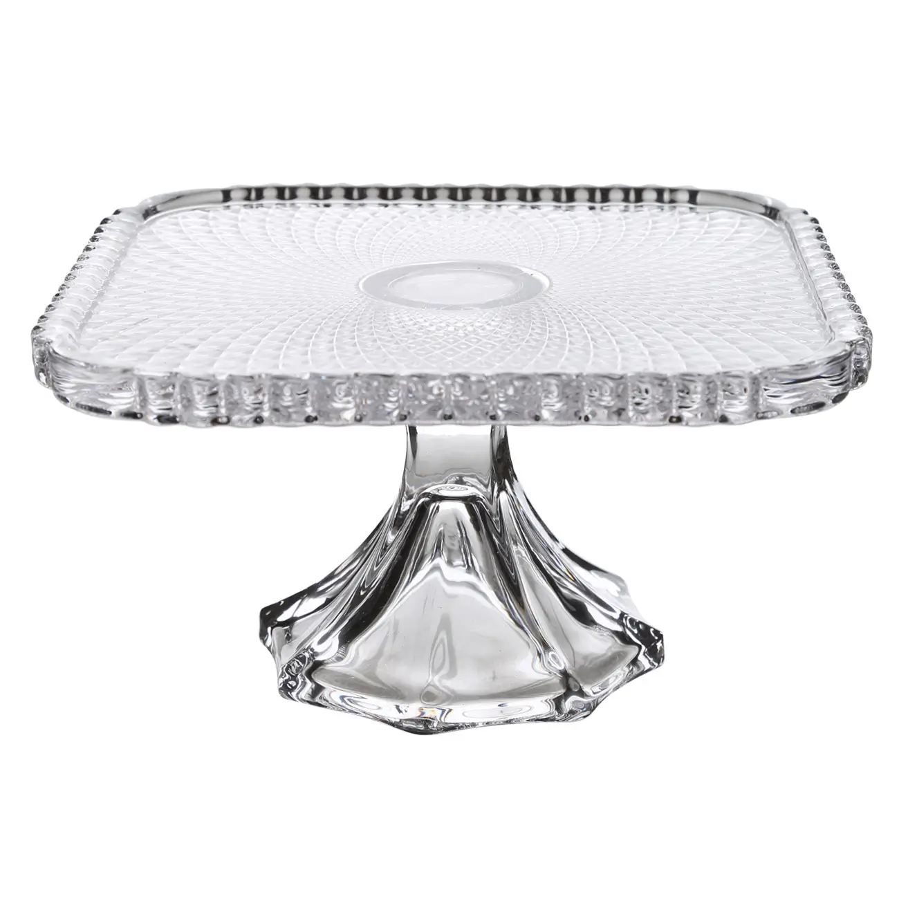 Dish on a leg, 20x10 cm, glass, square, Naiad, image-0