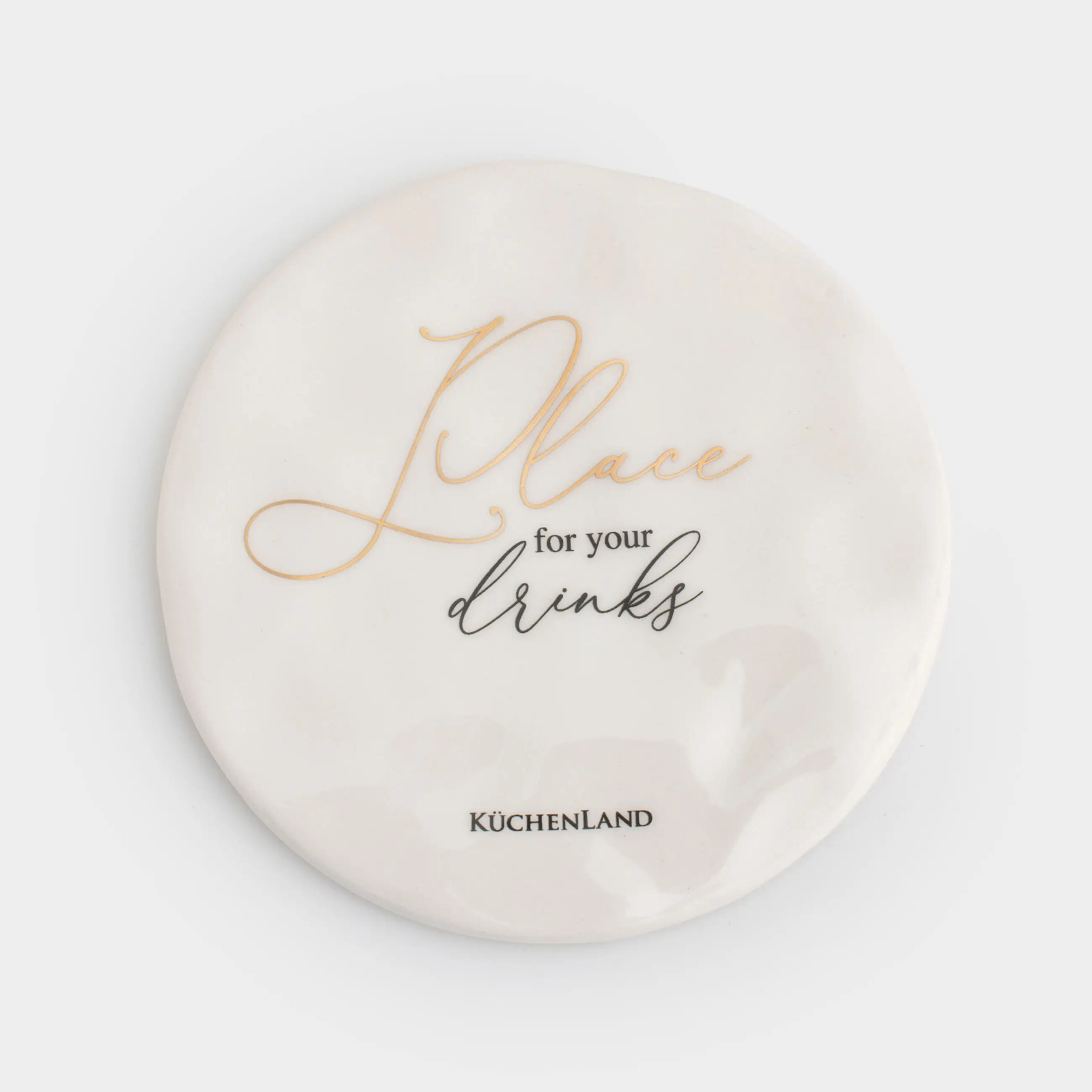 Coaster, 10 cm, ceramic, round, milky, Crumpled effect, Crumple kitchen