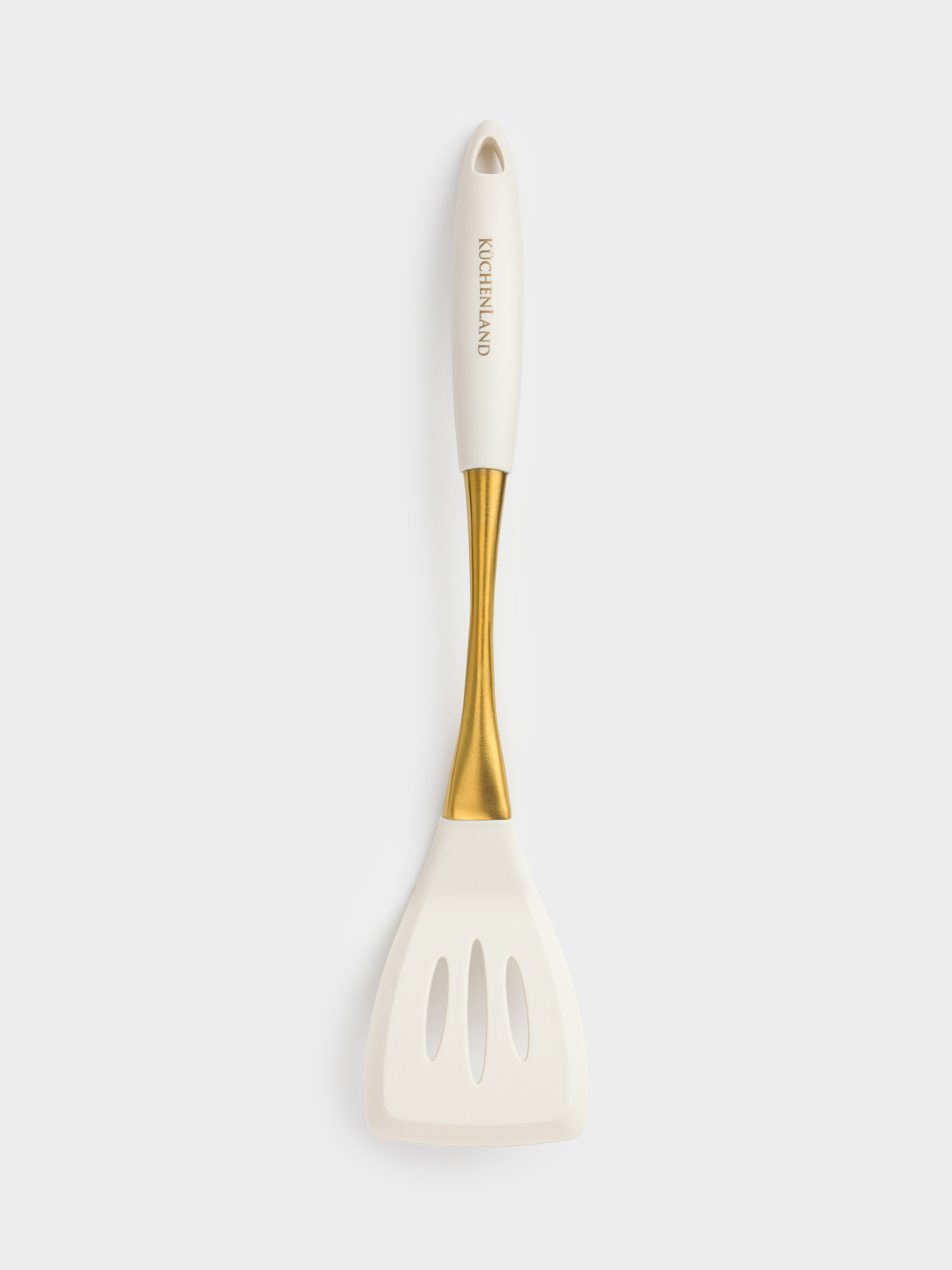 Spatula, 36 cm, with slits, silicone / steel, milky gold, Pintino, image-0