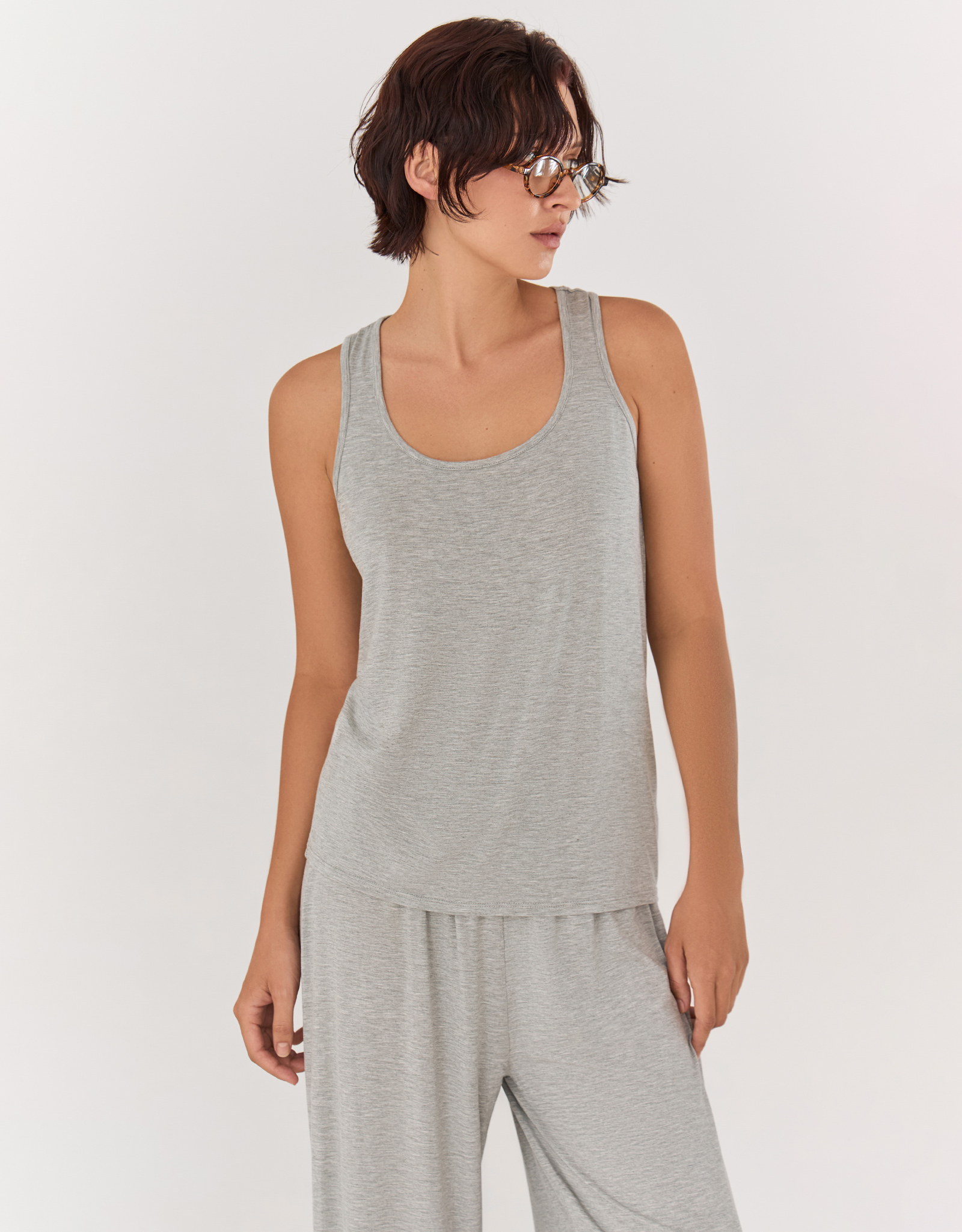 Women's top, homewear, size S, bamboo, grey melange, Rima, image-0