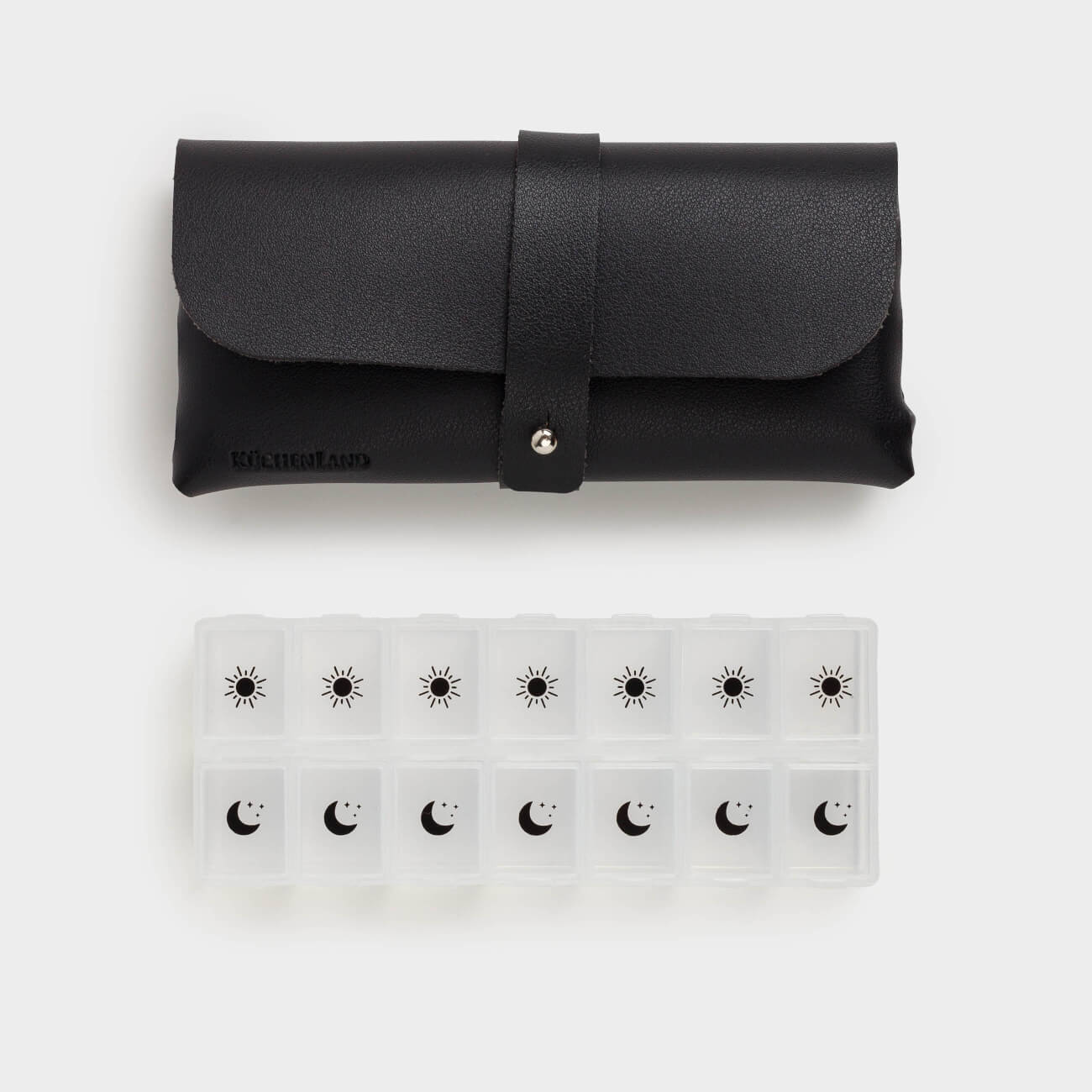 Tablet organizer, 17x8 cm, with case, PU leather / Plastic, Black, Compact black