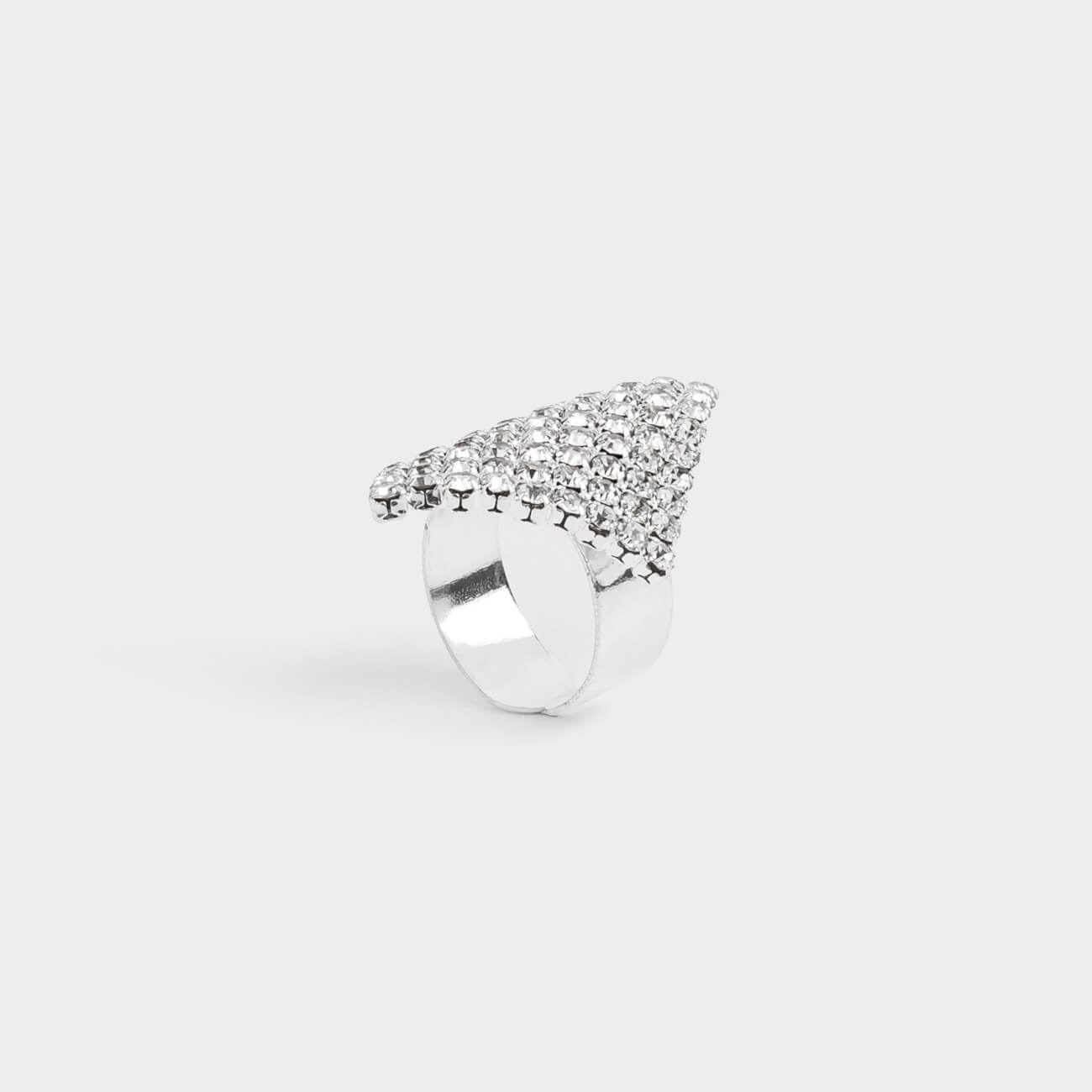 Ring, size S-M, single size, metal, silver, Crystals, Jewelry crystal