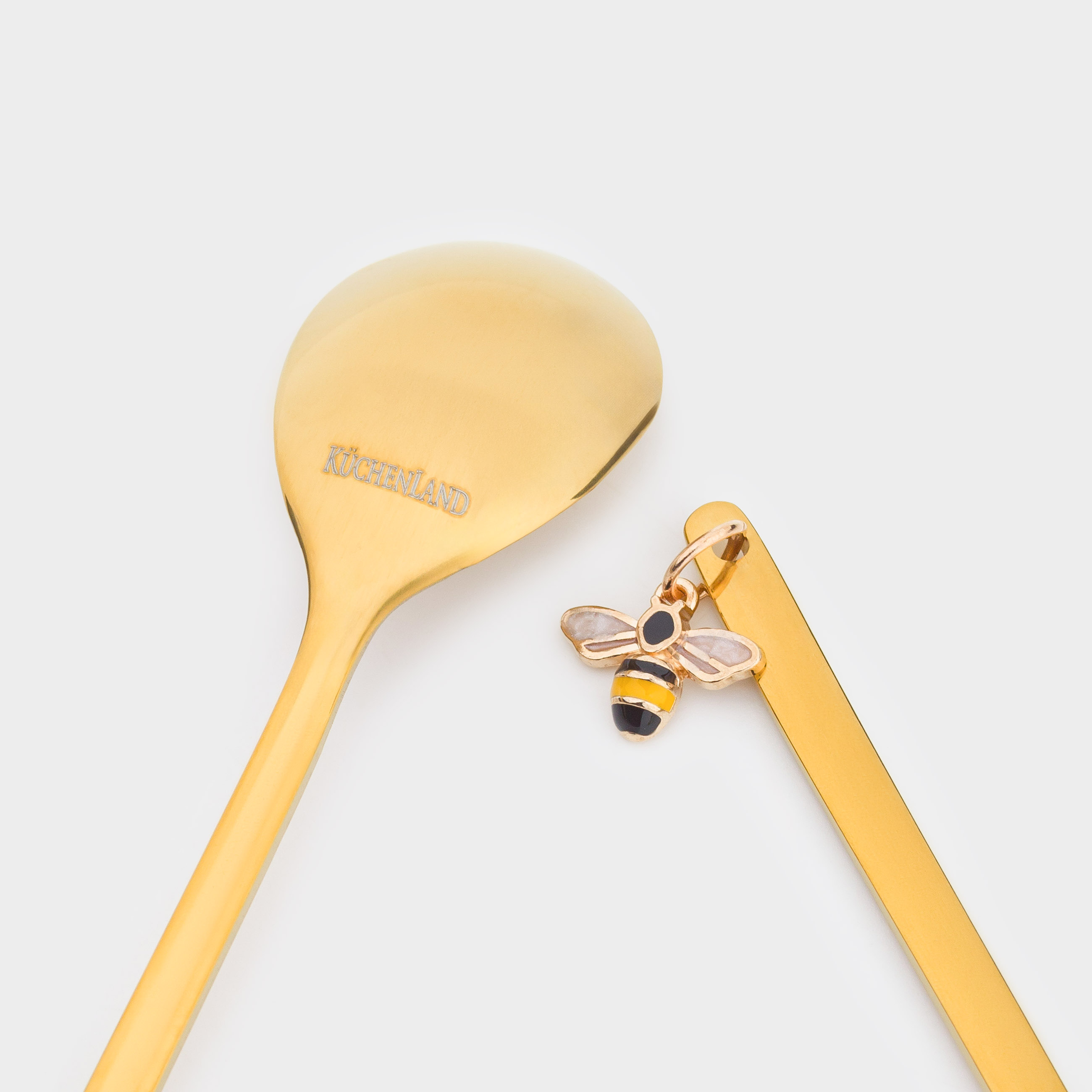 Dessert spoon, 14 cm, 2 pcs, steel, golden, Bee, Honey, image-4