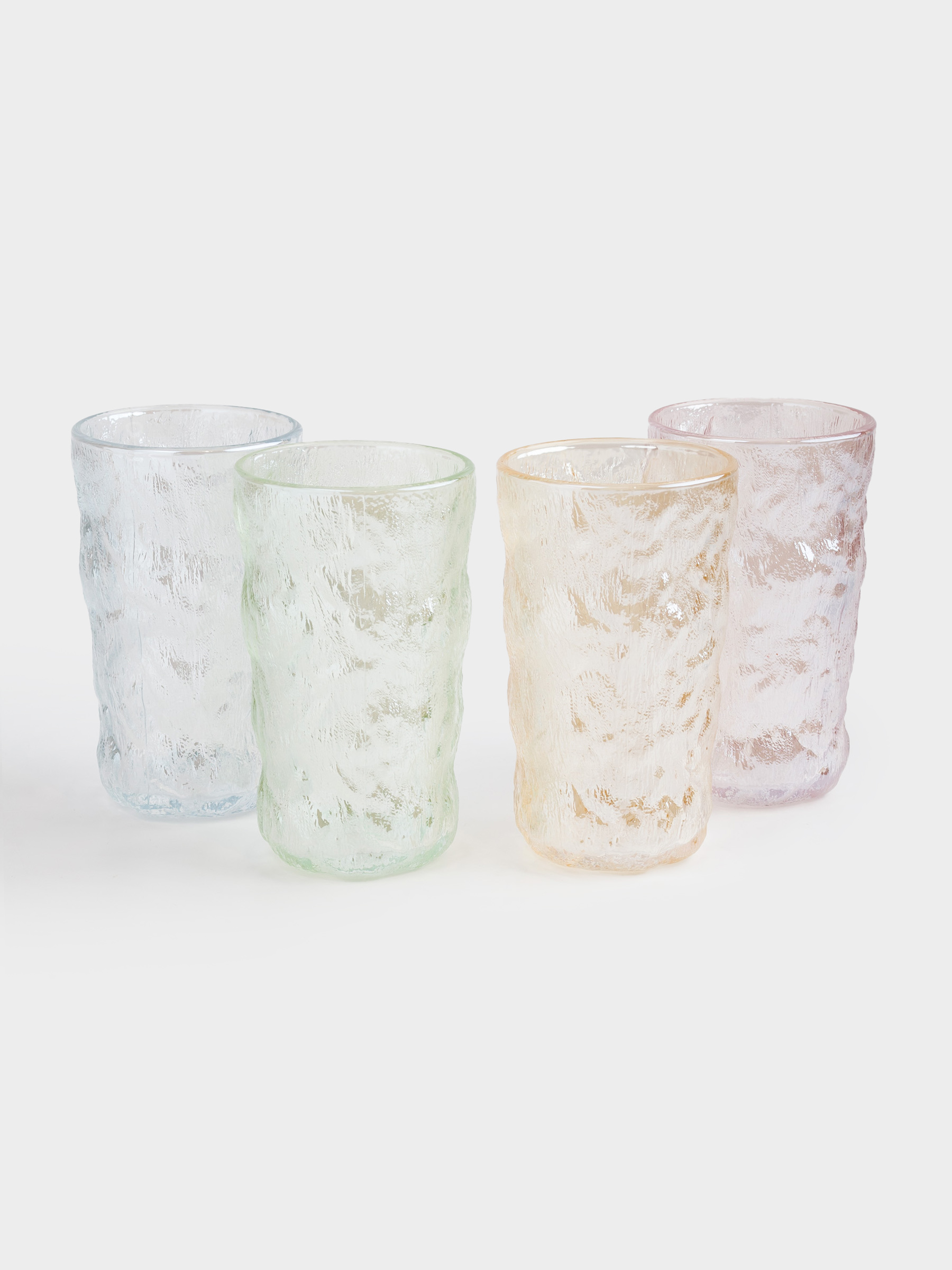 Glass, 13 cm, 350 ml, 4 pcs, glass R, color mix, Crumpled effect, Crumple color, image-0