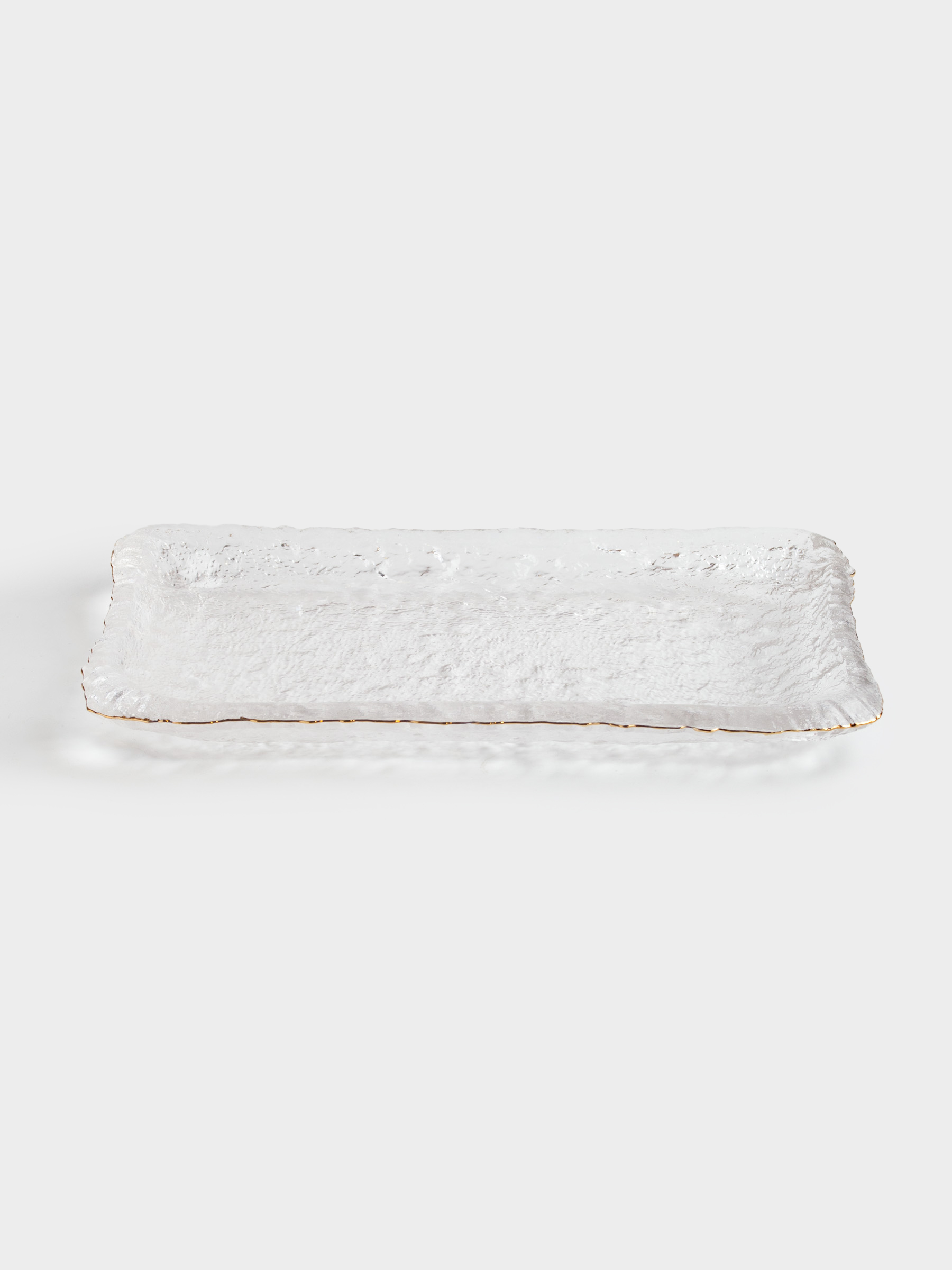Dish, 14x23 cm, rectangular glass, with golden edging, Nautilus gold, image-1
