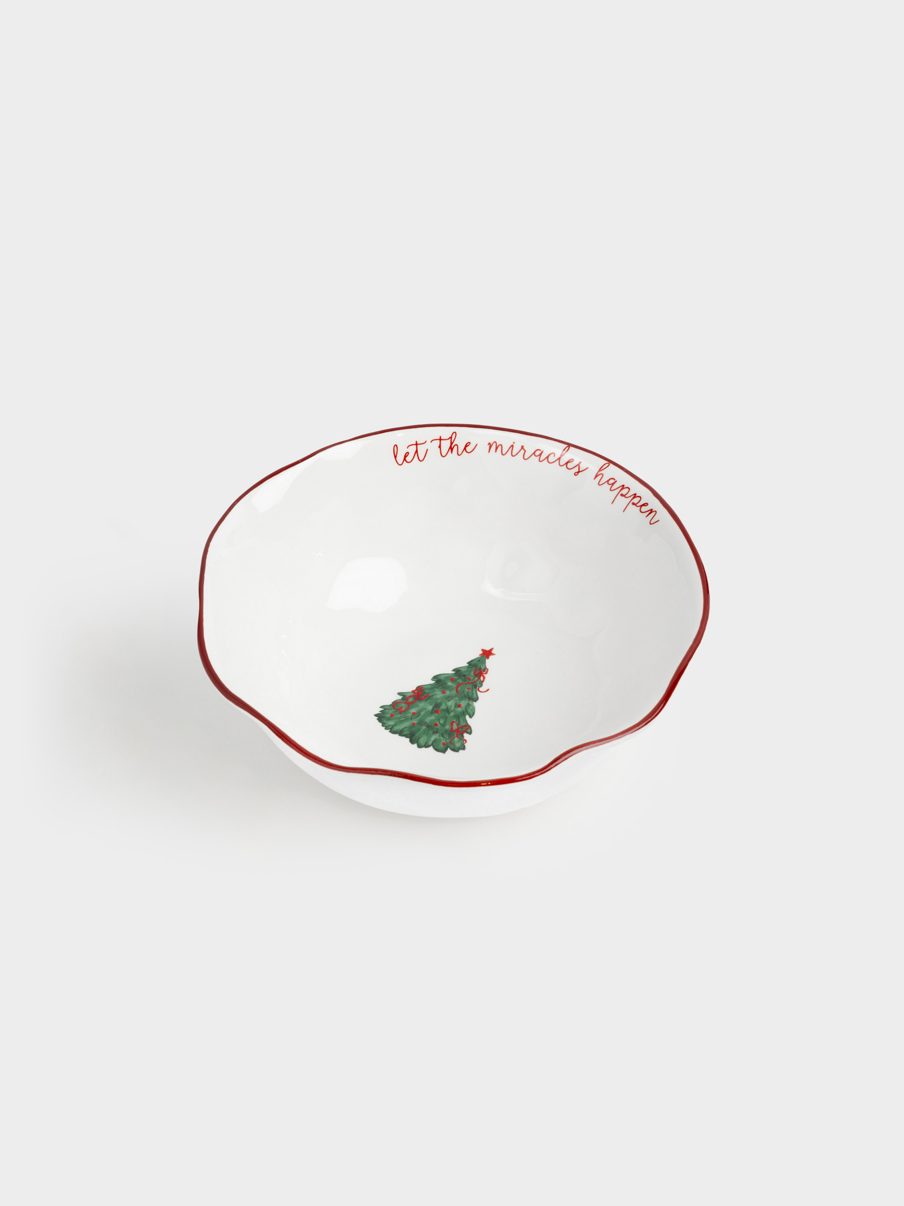 Salad bowl, 21x8 cm, 1 l, ceramic, Christmas tree with bows, Christmas tree, image-2