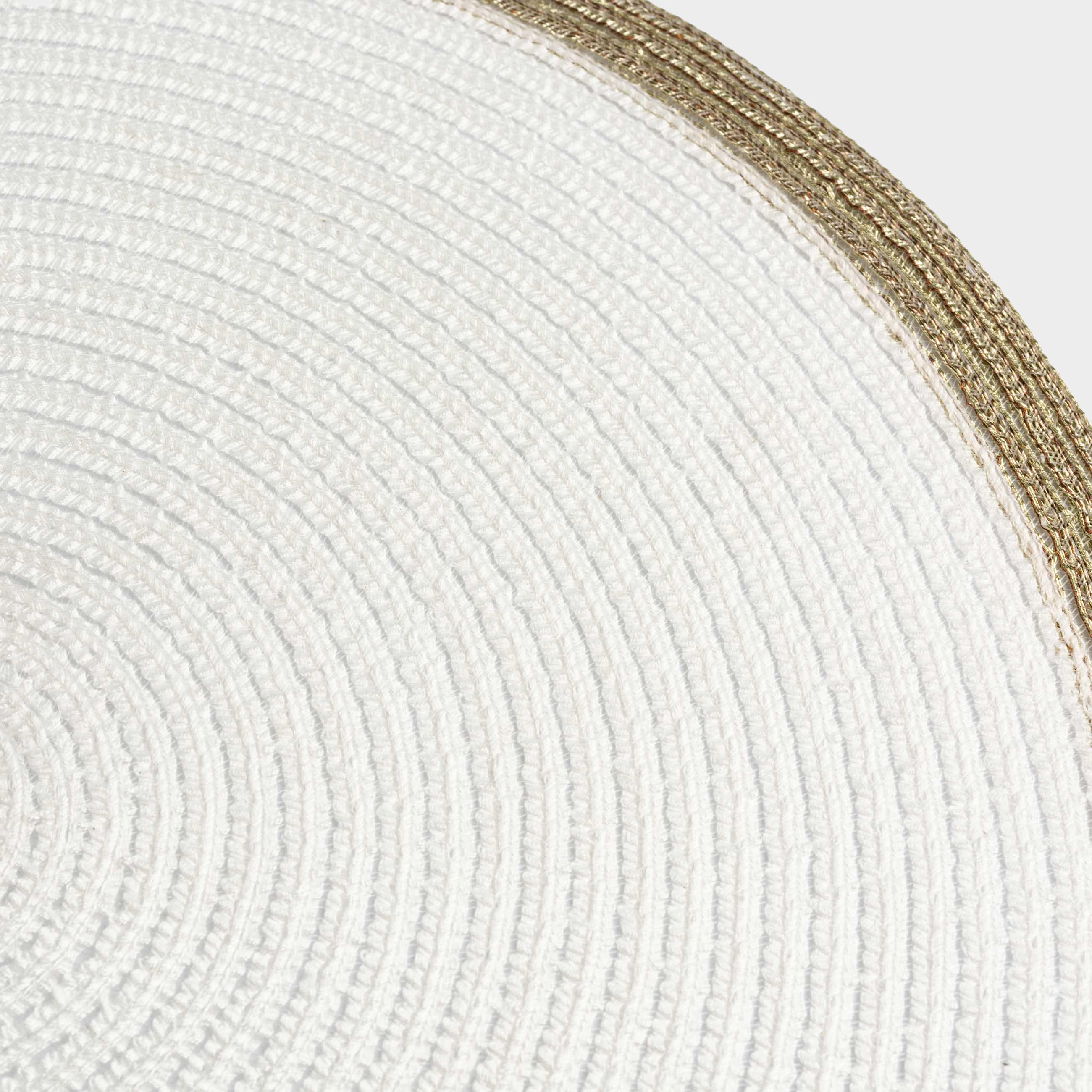 Instrument napkin, 38 cm, polyester, round, white, Gold border, Rotary rim, image-4