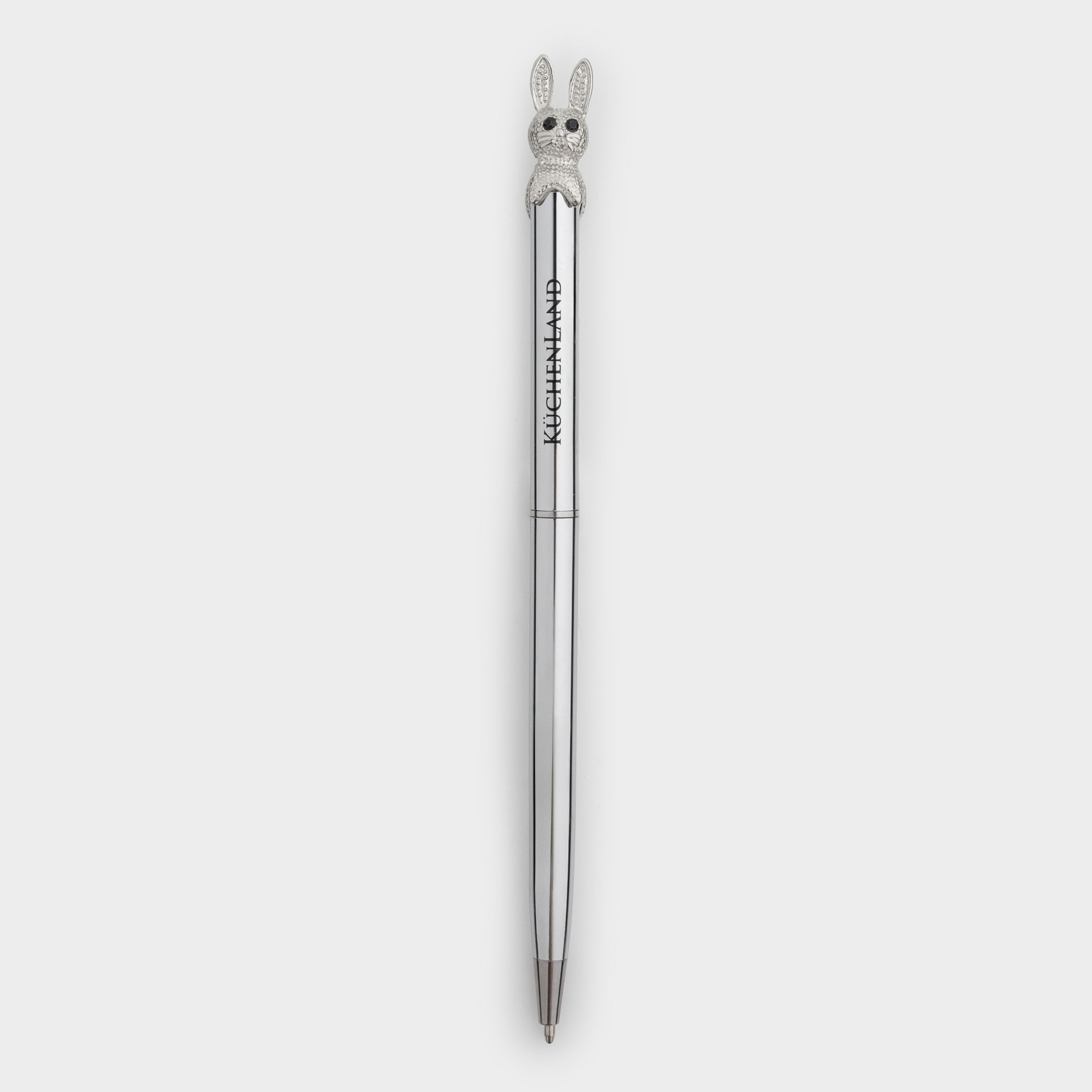 Ballpoint pen, 14 cm, with figure, silver, Hare, Draw figure, image-0