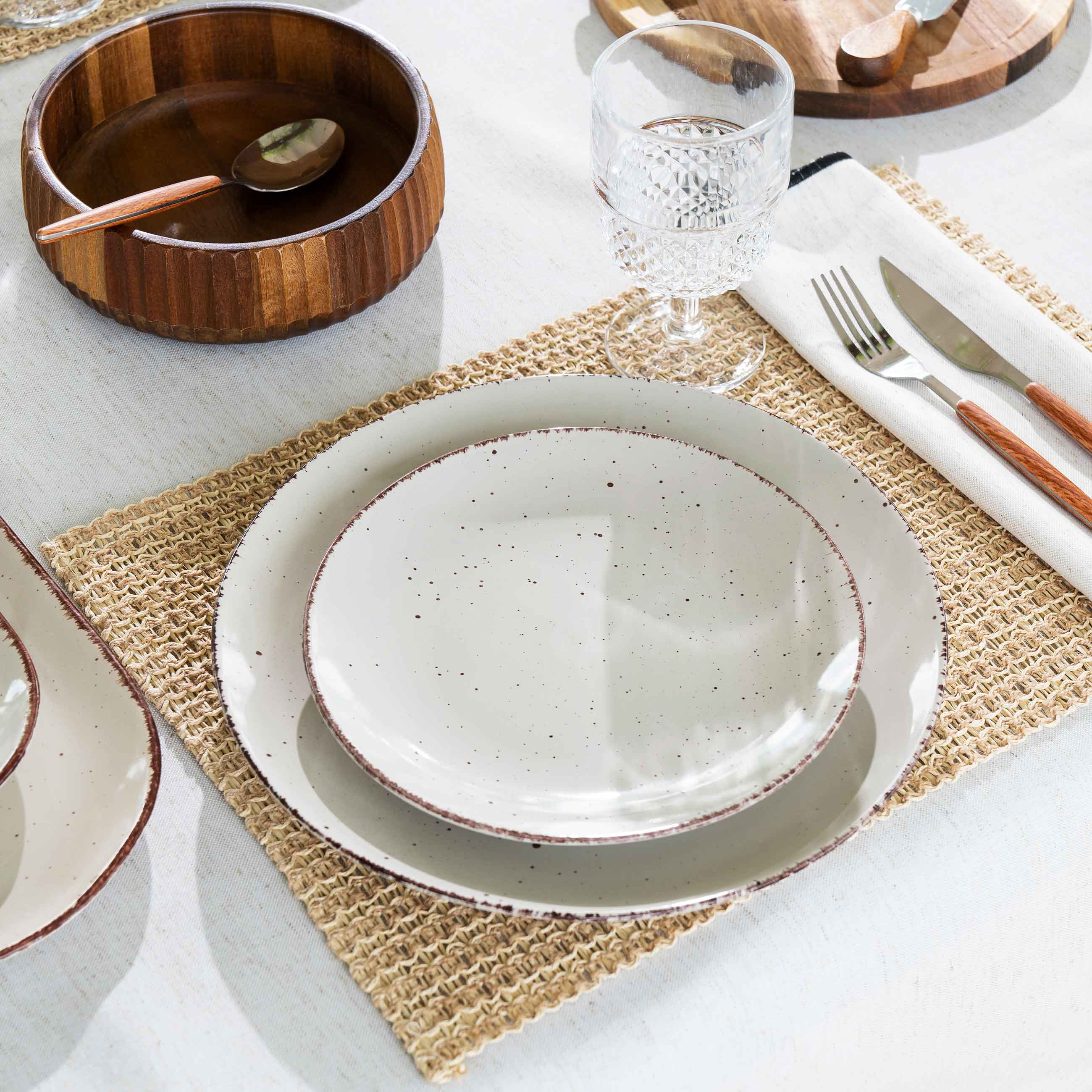 Dinner plate, 27 cm, 2 pieces, ceramic, beige, speckled, Speckled