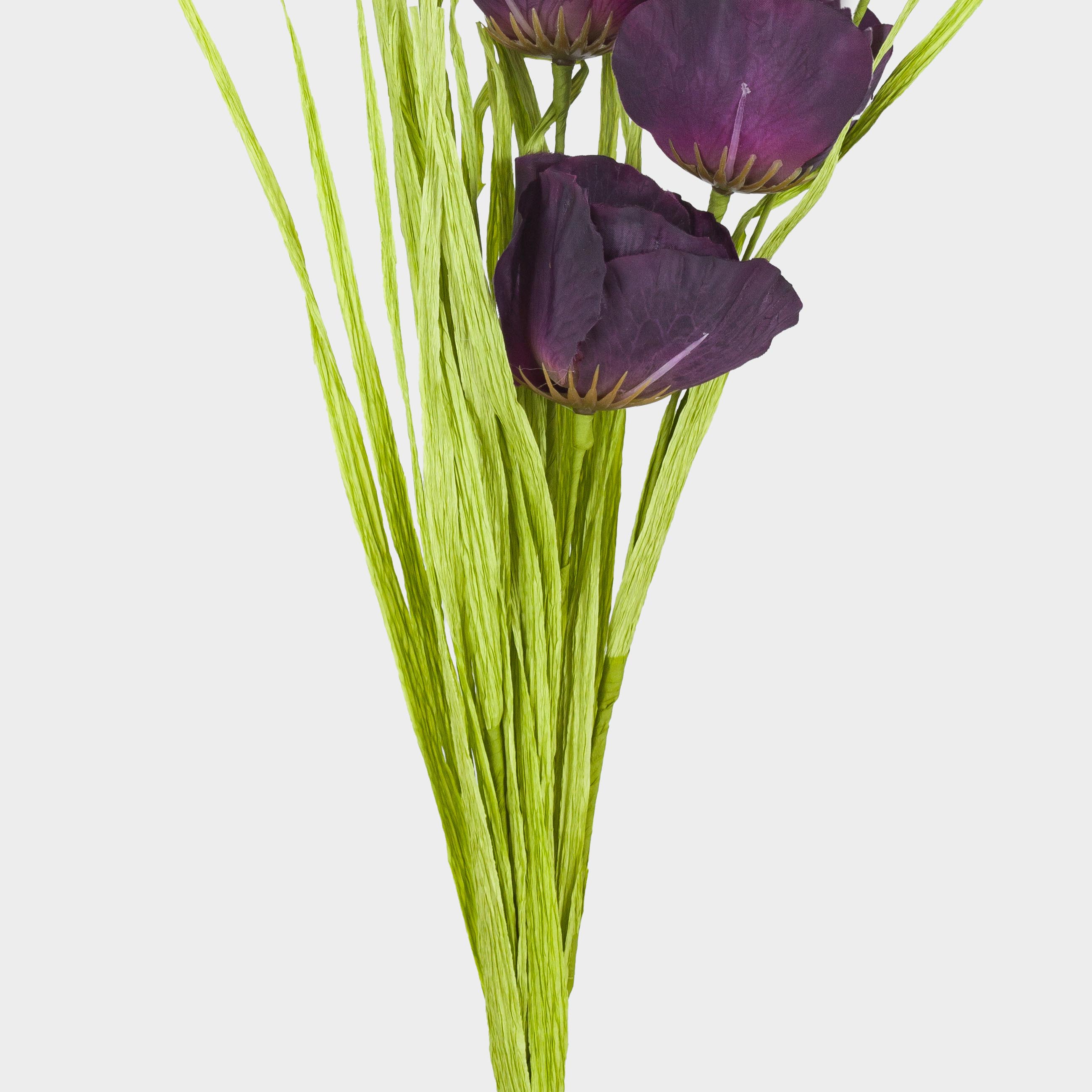 Decorative branch, 50 cm, plastic / paper, Purple poppy, Flower garden, image-0