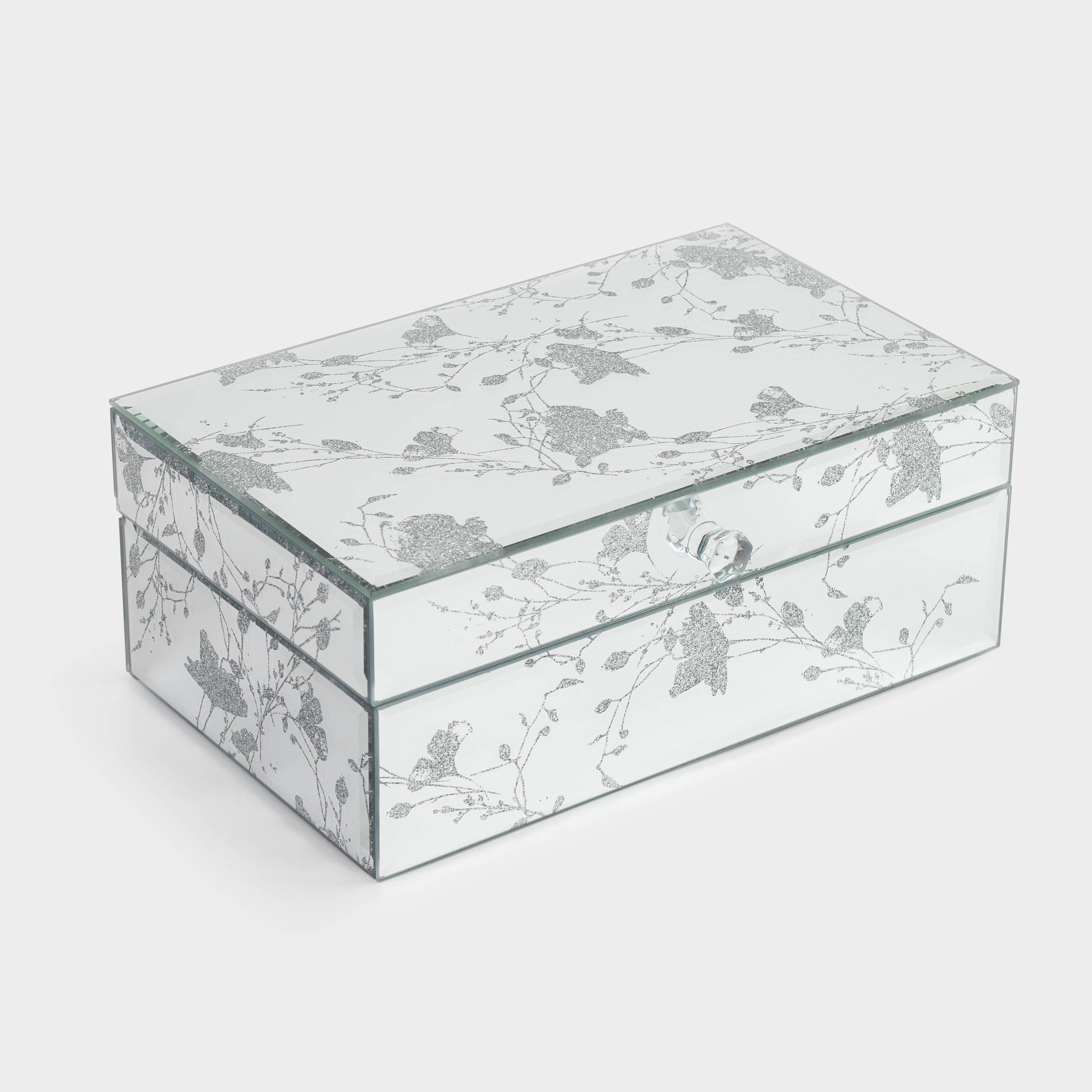 Jewelry box, 21x13 cm, glass, Mirror, Branches, Glossy