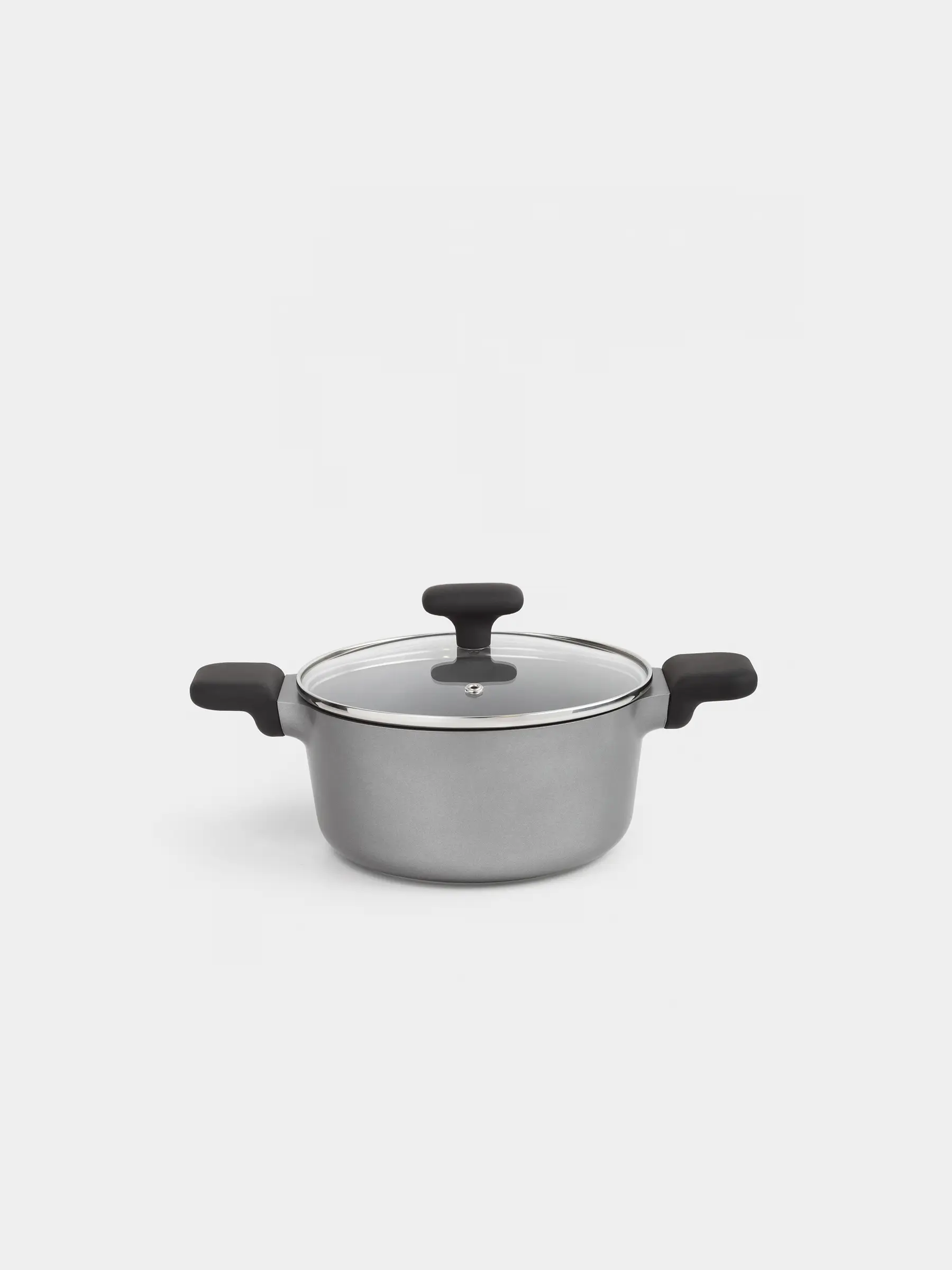 Pot, 20 cm, 2.7 l, with lid, coated, aluminum, grey-black, Mintali