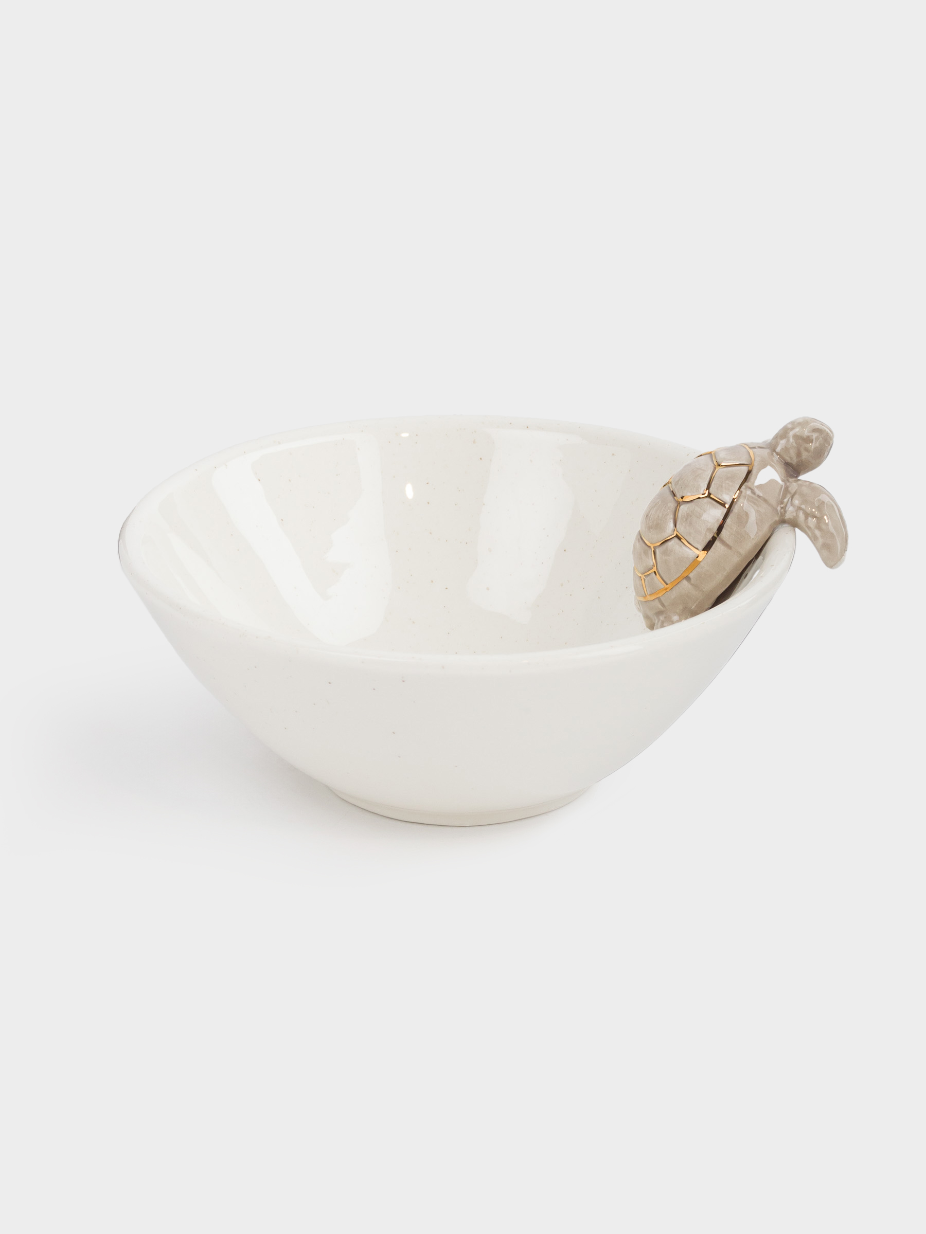 Salad bowl, with decor, 15x6 cm, ml, ceramic, milky gold, speckled, Turtle, Grand turtle, image-1