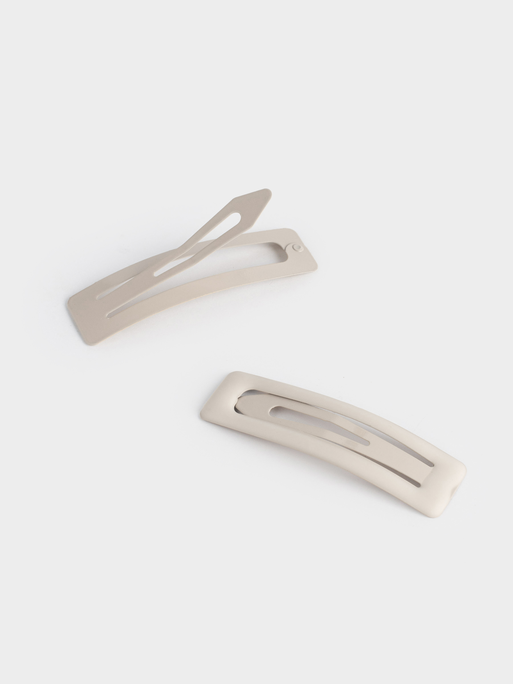 Hair clip, 7 cm, 2 pcs, metal, grey, Hair basic, image-2