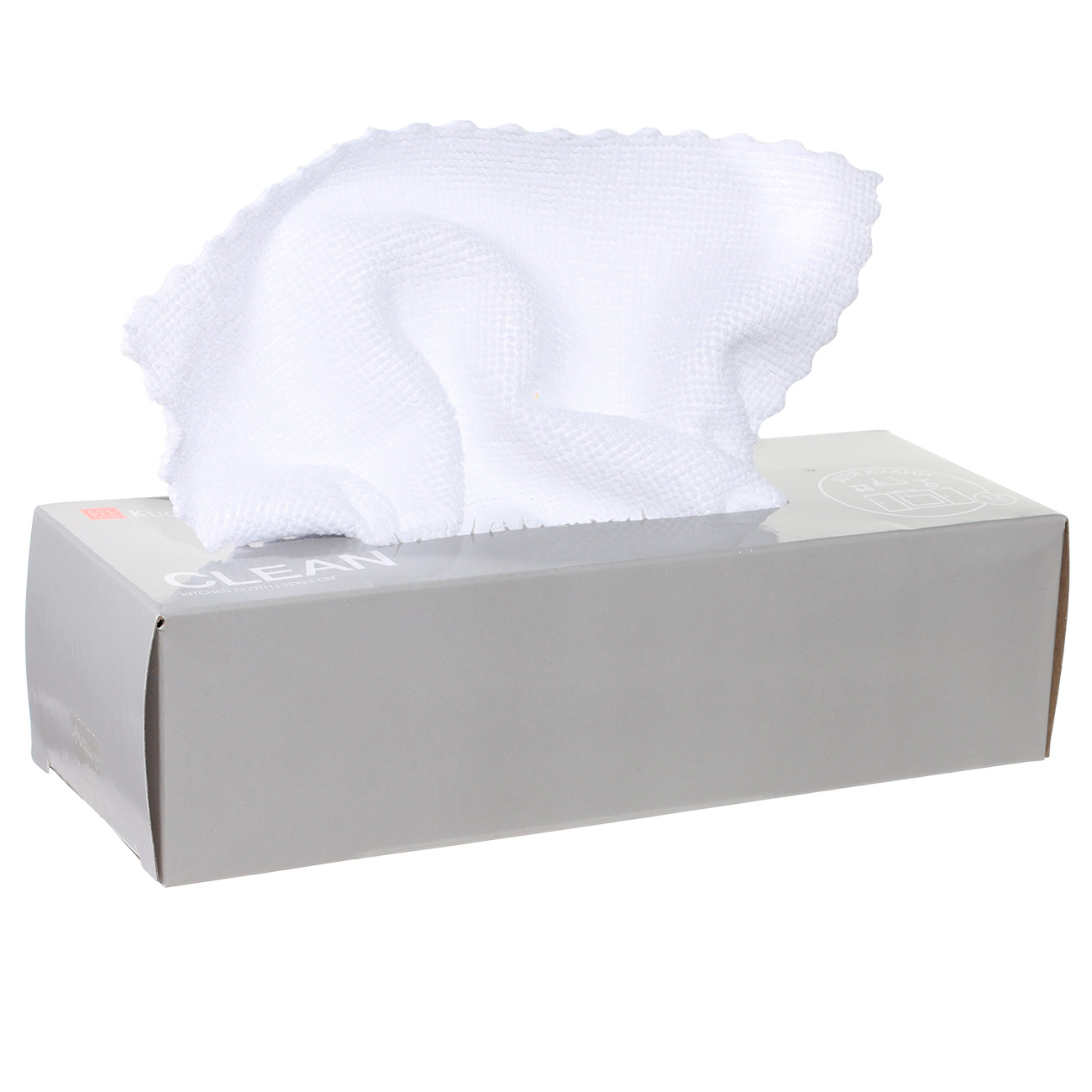 Kitchen cloth, 22x22 cm, 12 pcs, microfiber, white, Clean, image-0
