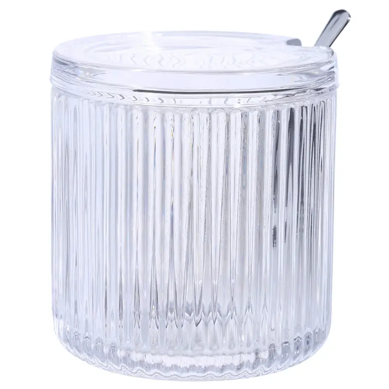 Sugar bowl, 10 cm, 390 ml, with spoon, glass R / steel, Ribby