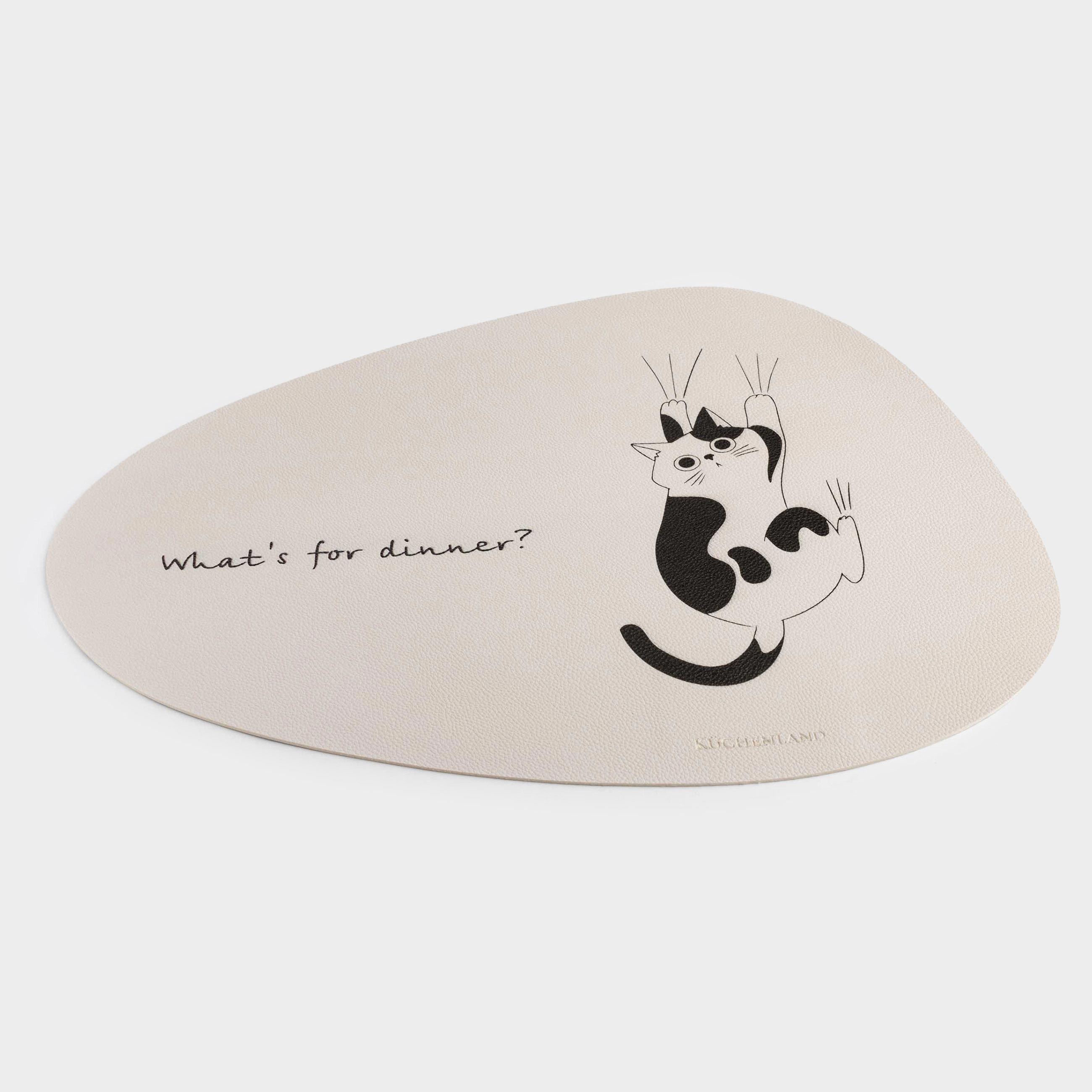 Placemat, 37x45 cm, PVC, shaped, milky, Cat, Rock print, image-1