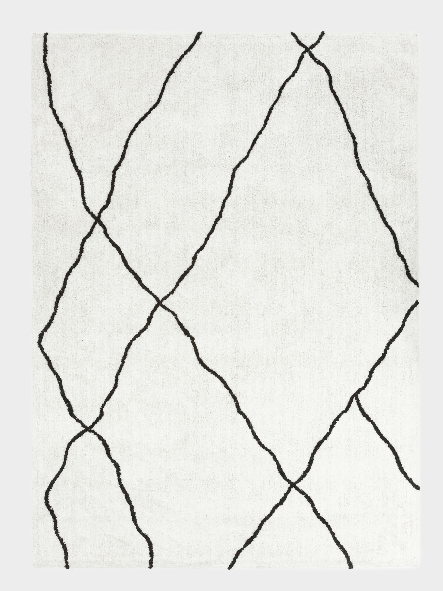 Carpet, 150x210 cm, cotton, milky, Lines, Rhombic, image-0