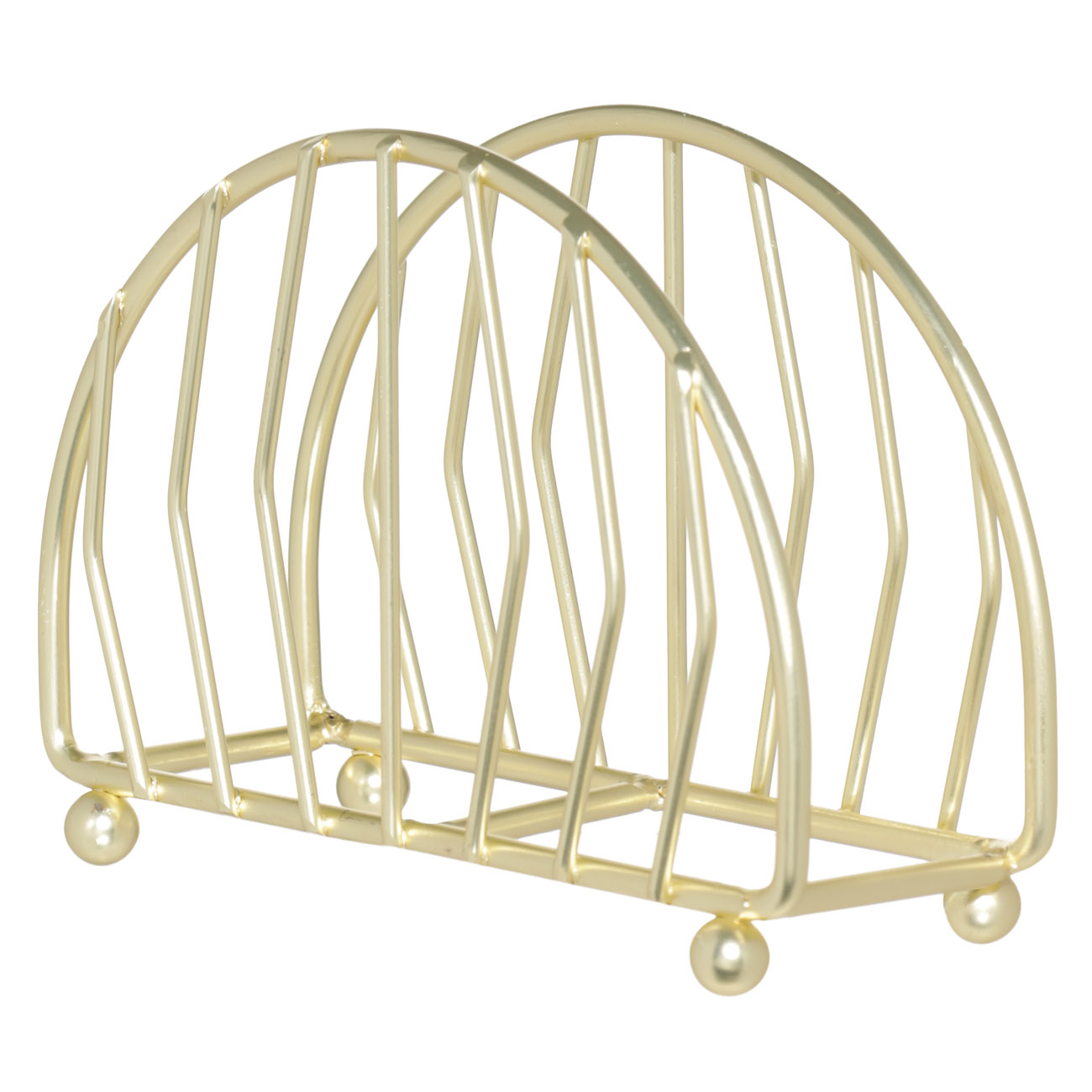 Napkin holder, 13 cm, metal, golden, semicircle, Twist gold