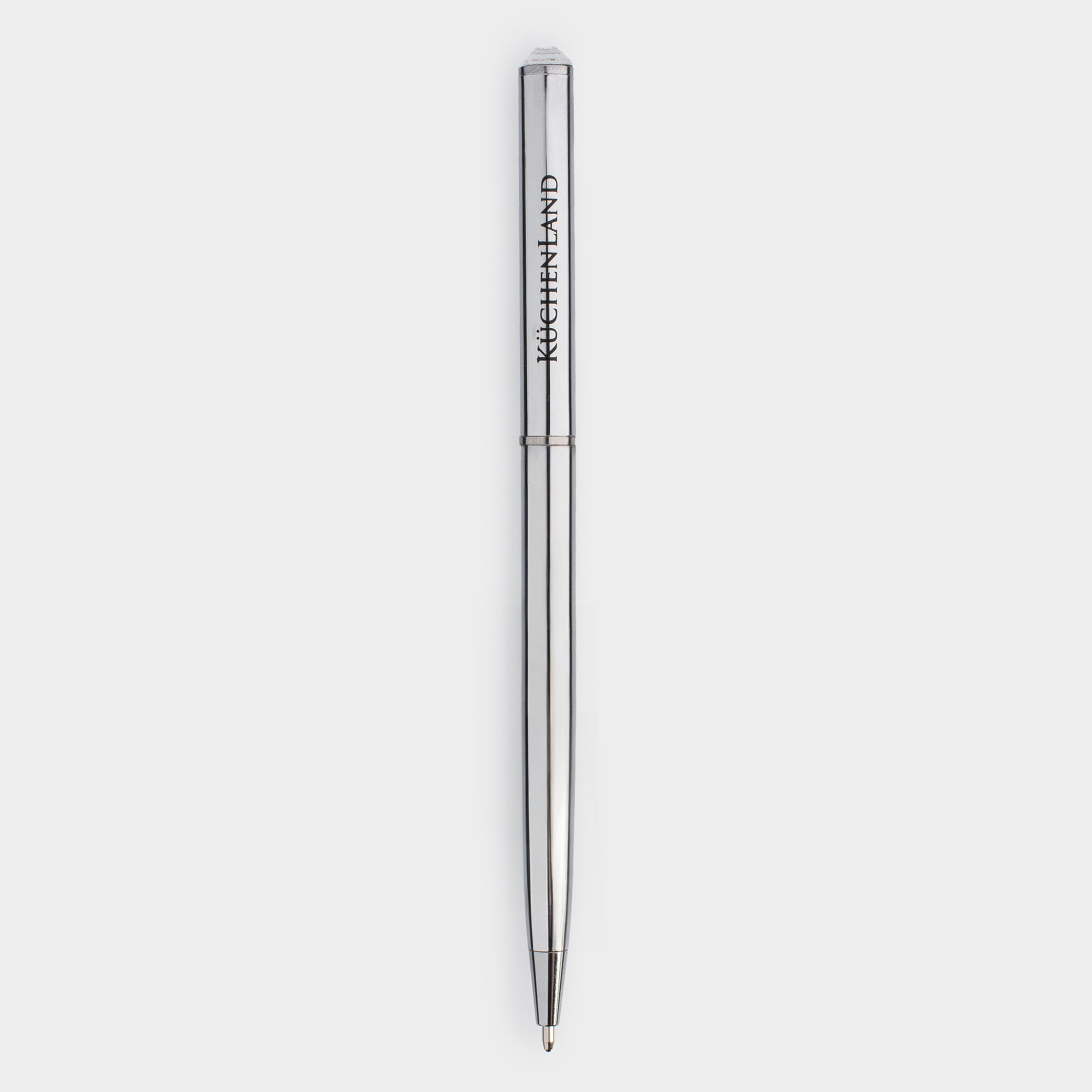 Ballpoint pen, 13 cm, with crystal, metal, silver, Draw, image-0