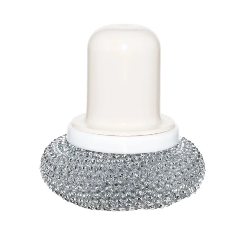 Cleaning sponge, 8 cm, with oval holder, plastic, silver-beige, Clean
