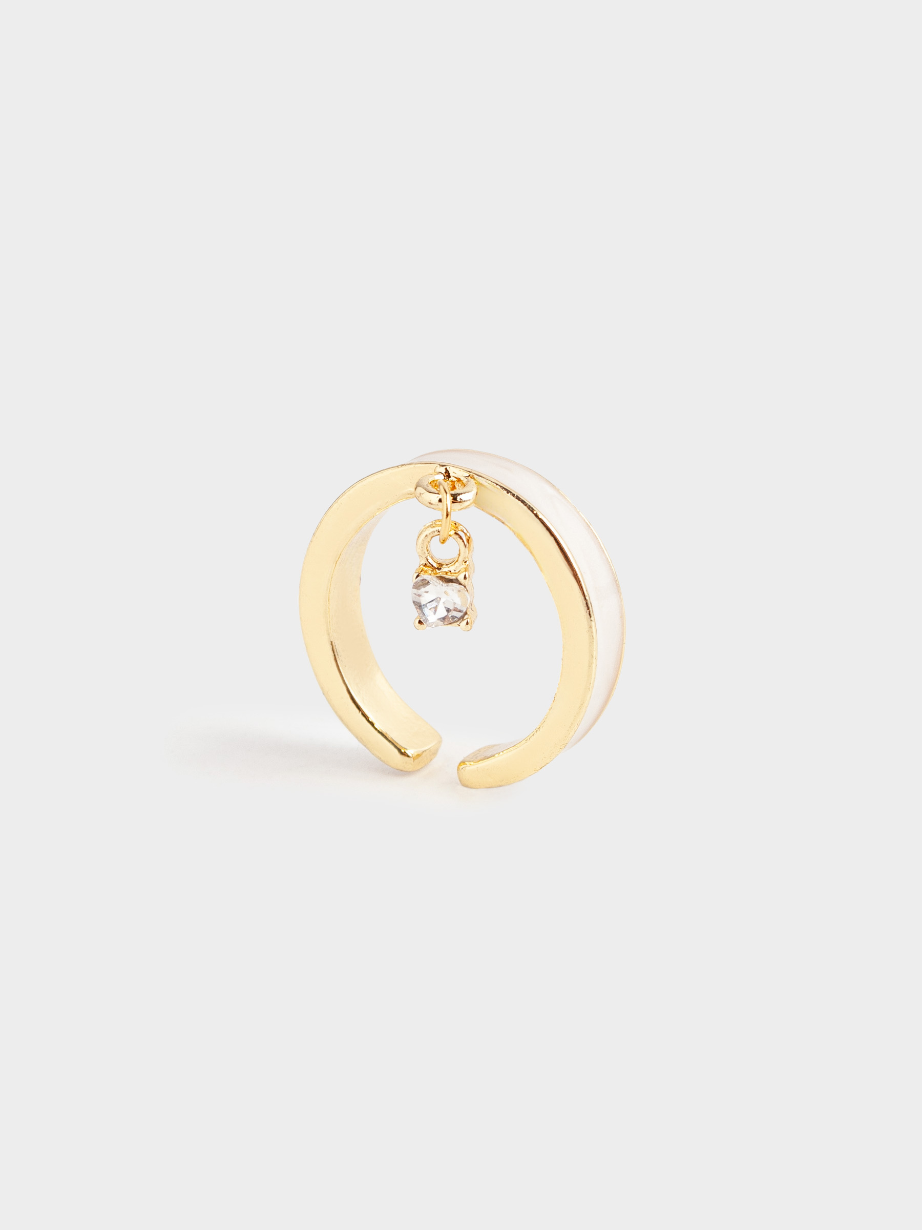 Ring, size S-M, single size, with pendant, metal, golden beige, Heart, Jewelry heart, image-0