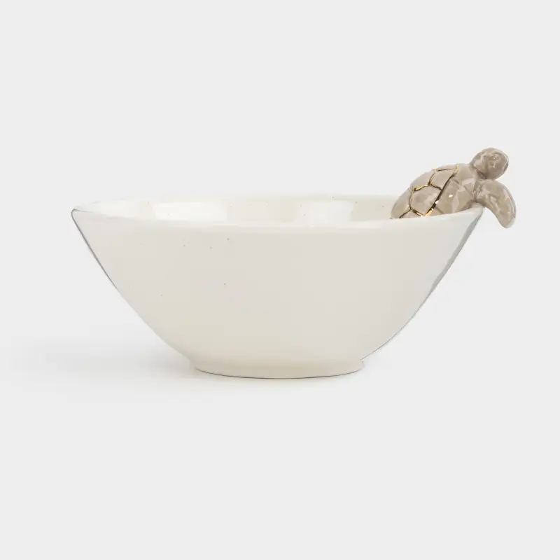 Salad bowl, with decor, 15x6 cm, ml, ceramic, milky gold, speckled, Turtle, Grand turtle ,image-0