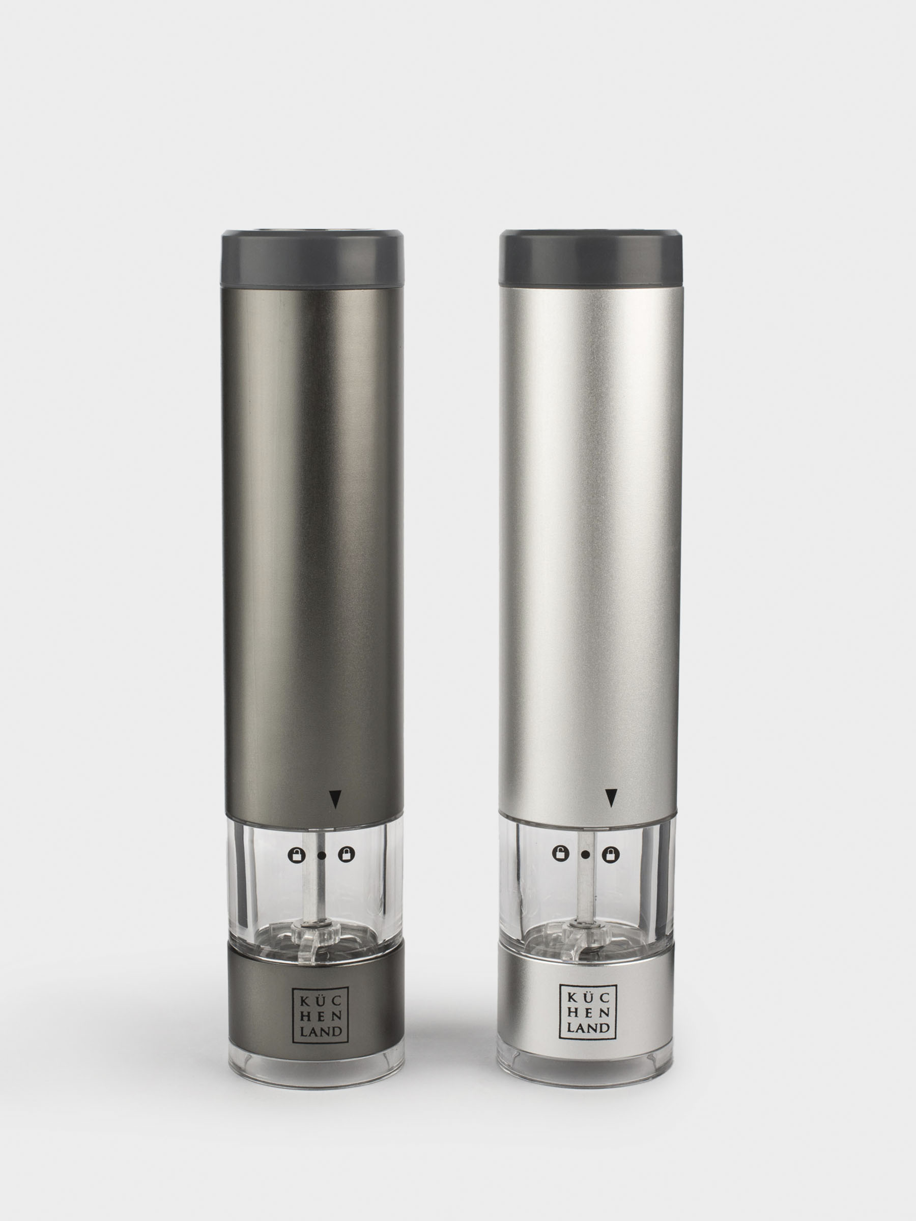 Spice mill, 22 cm, 2 pcs, electric, metal / plastic, LED B, Grey, Piquant, image-1