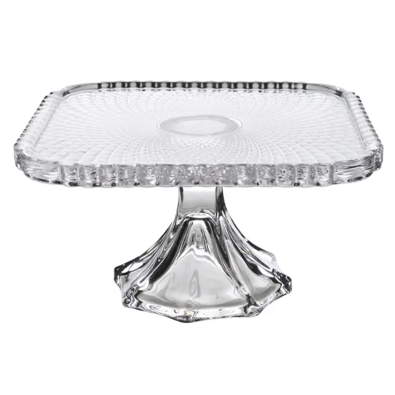 Dish on a leg, 20x10 cm, glass, square, Naiad