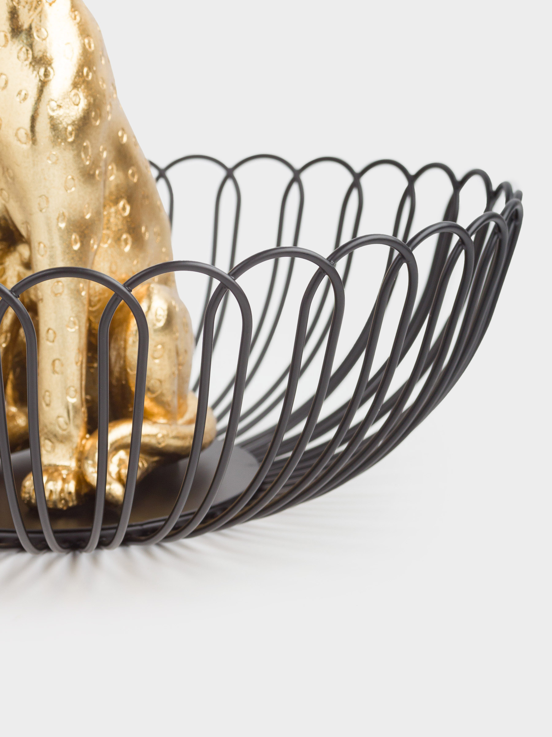 Fruit basket, 29 cm, metal / polyresin, Cheetah, Panther, image-3