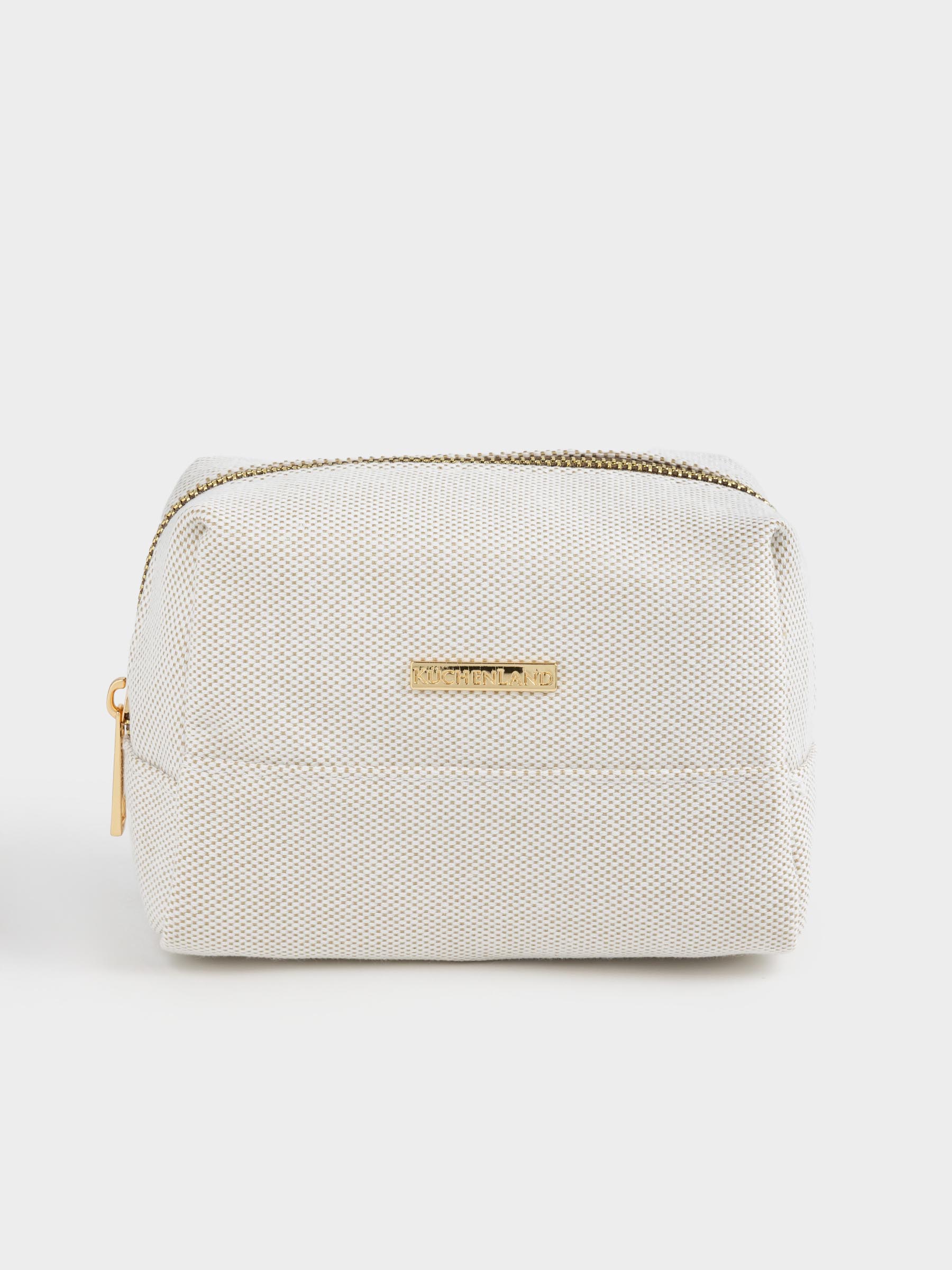 Cosmetic bag, 16x10 cm, polyester, beige, Canvas, image-0