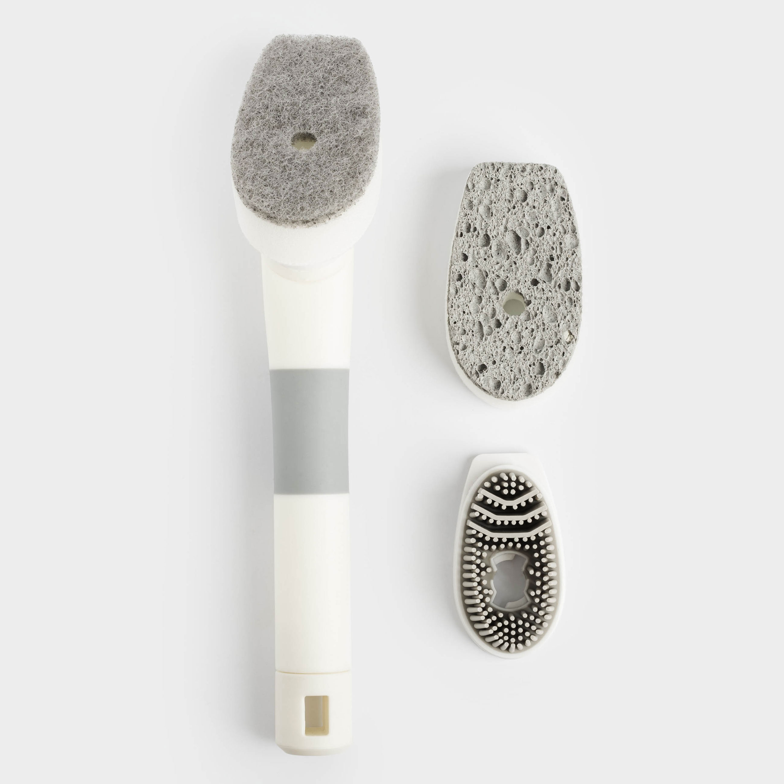 Cleaning brush, 25 cm, 3 nozzles, with detergent dispenser, plastic, grey-white, Clean