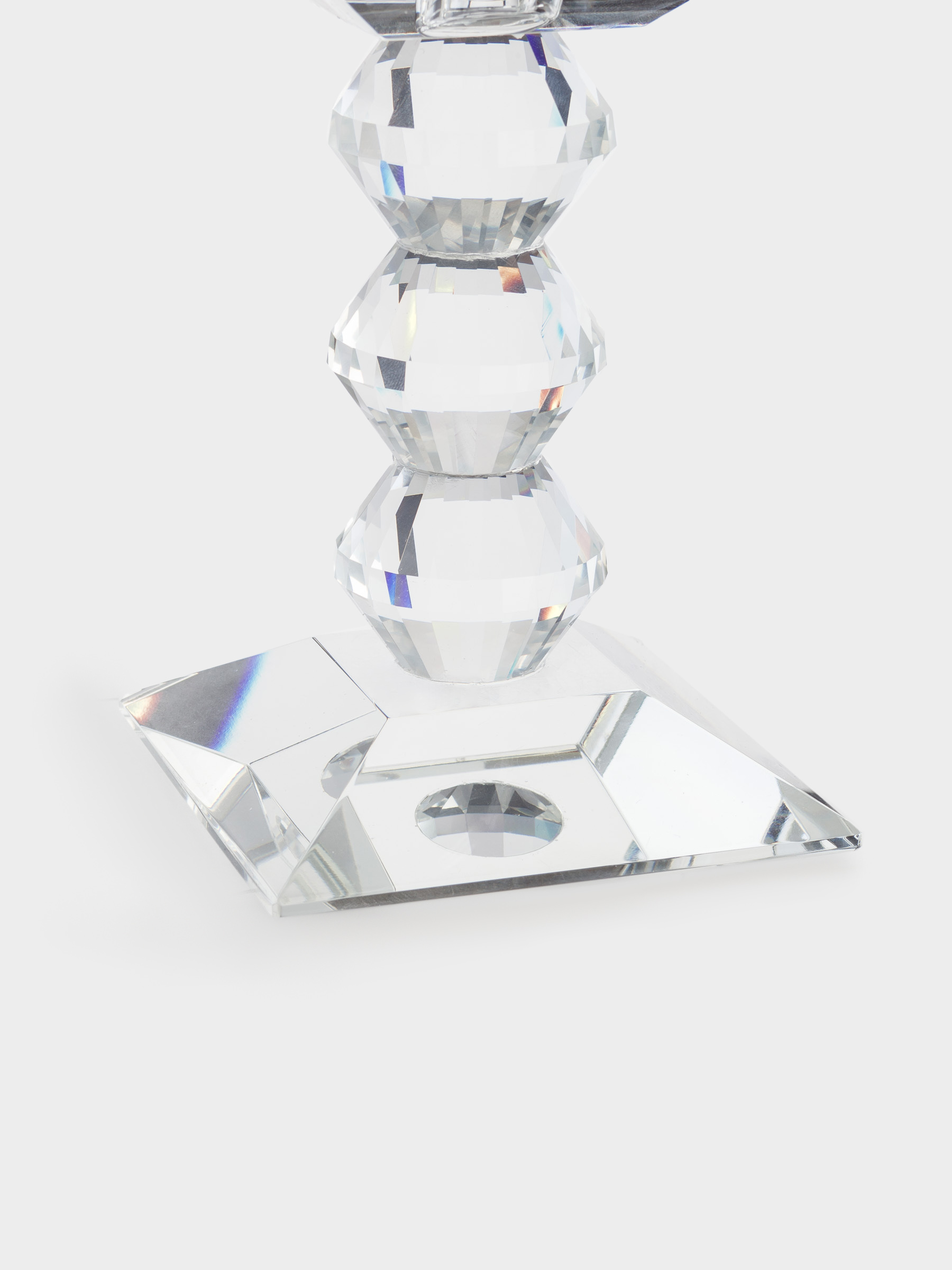 Candle holder, 15 cm, for cylindrical / thin candles, on a leg, glass, Lux crystal, image-3