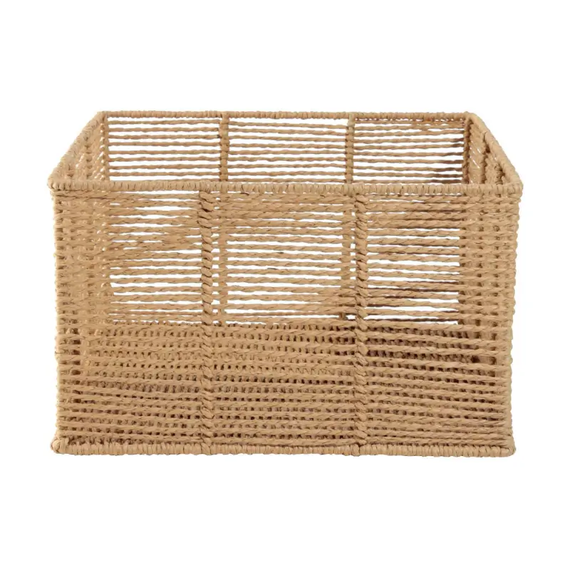 Storage basket, 25x16 cm, paper / metal, square, beige, Village ,image-0