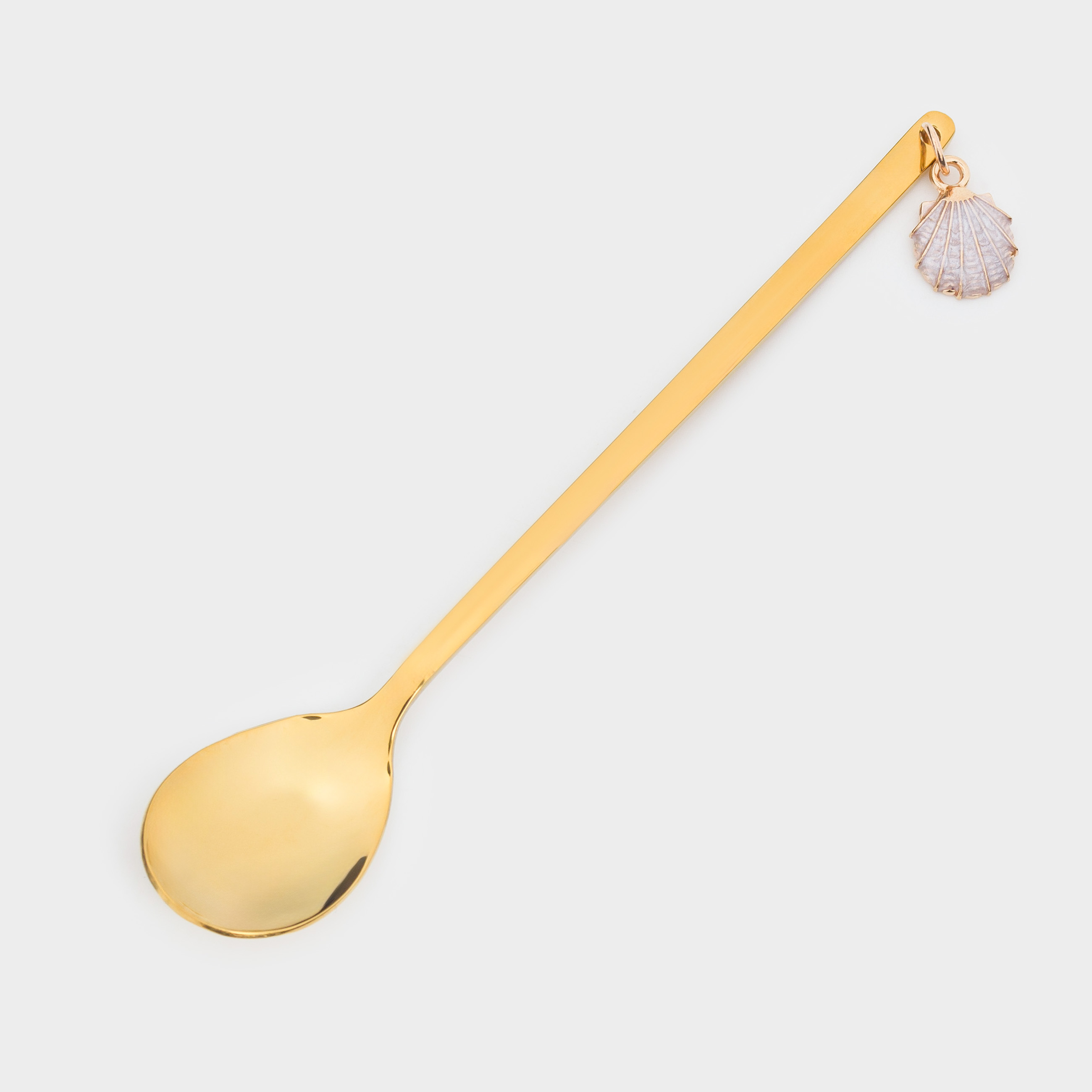 Dessert spoon, 14 cm, 2 pcs, steel, golden, Shell, Seaside, image-1